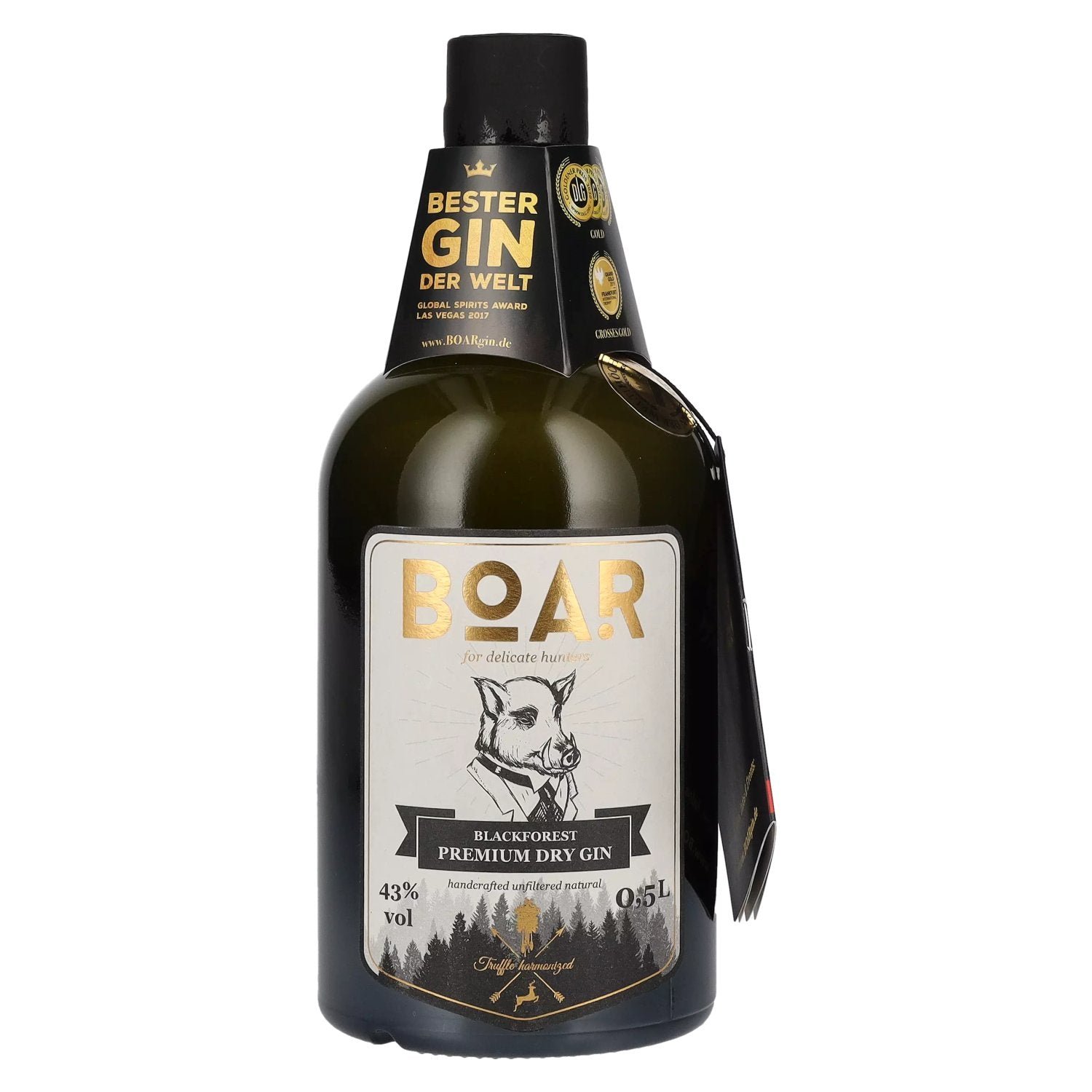 06e14dee010759a1d04d7b12fd2e124c5f122c5acd46a46b52f7109175b77d1e.jpg BOAR Blackforest Premium Dry Gin 43% Vol. 0,5l - Image 1