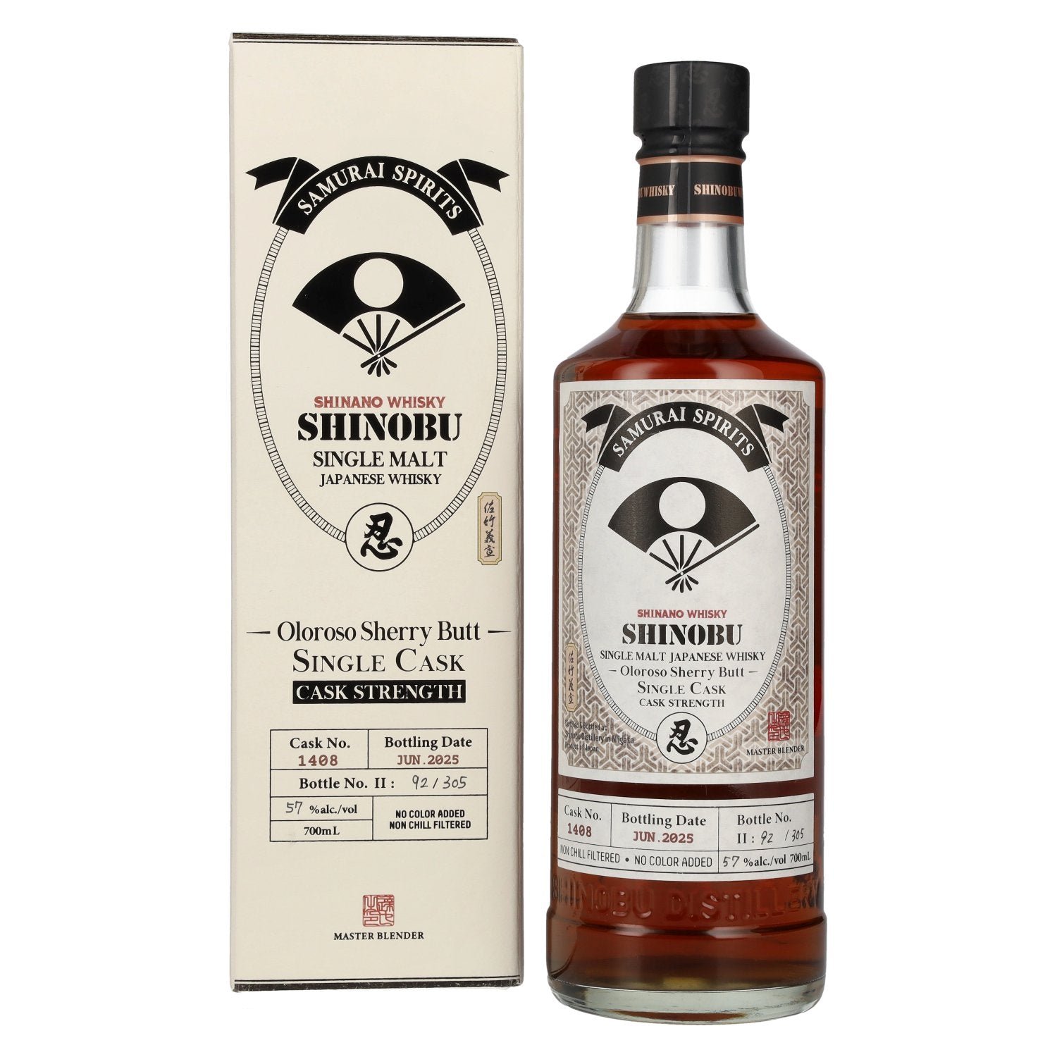 06f928c82cda4e85a01d5ce71c24bcd3597d1c4a2b10579d8abf102af574d9db.jpg Shinobu Japanese Single Malt Satake Yoshinobu Oloroso Sherry Butt 57% Vol. 0,7l in gift box - Image 1