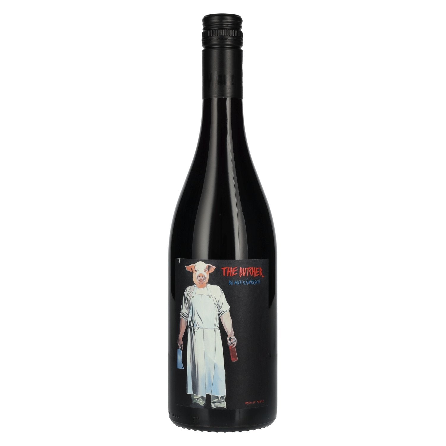 08ef7804ac8b8fe2102082d52649acfa676486e3ea26da580db55a7c92ecf803-1.jpg Schwarz THE BUTCHER Blaufränkisch 2021 13% Vol. 0,75l - Image 1