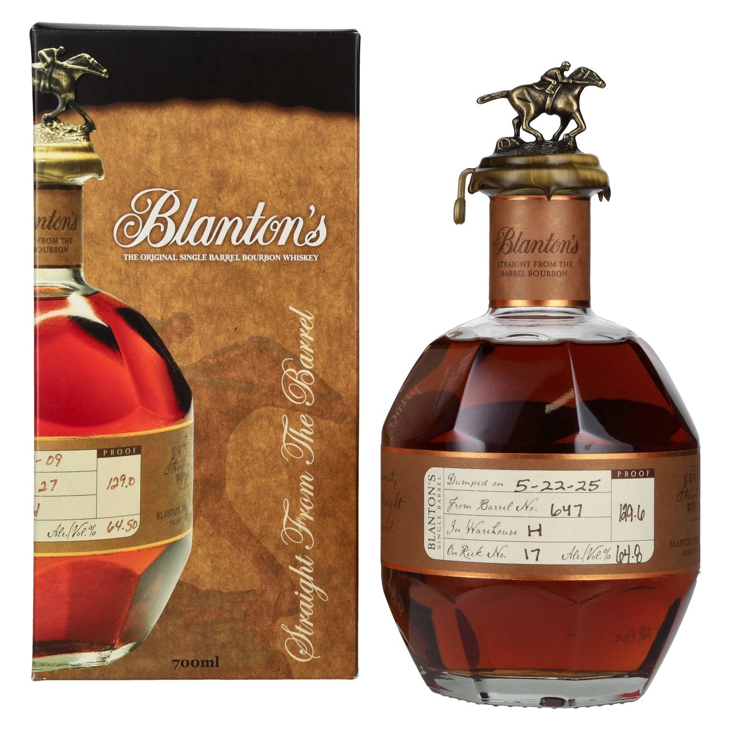 0b414f2cb34bbdb861a06787051bd7d8e17a958be2ca5a2c373bf9bb56a43df3.jpg Blanton's STRAIGHT FROM THE BARREL BOURBON 64,8% Vol. 0,7l in gift box - Image 1