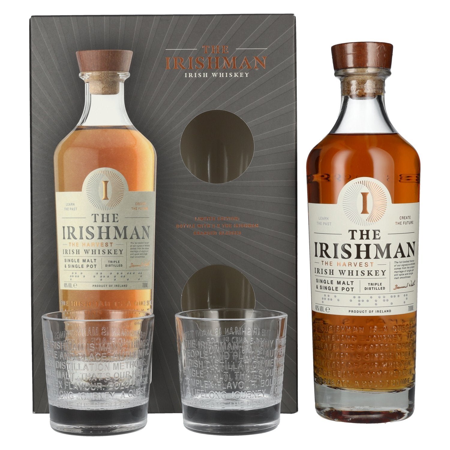 0c496edac2ffb2aff8b6c798b33792c780f0482f72c6251557ef2835008193cb.jpg The Irishman THE HARVEST Single Malt Irish Whiskey 40% Vol. 0,7l in gift box with 2 glasses - Image 1