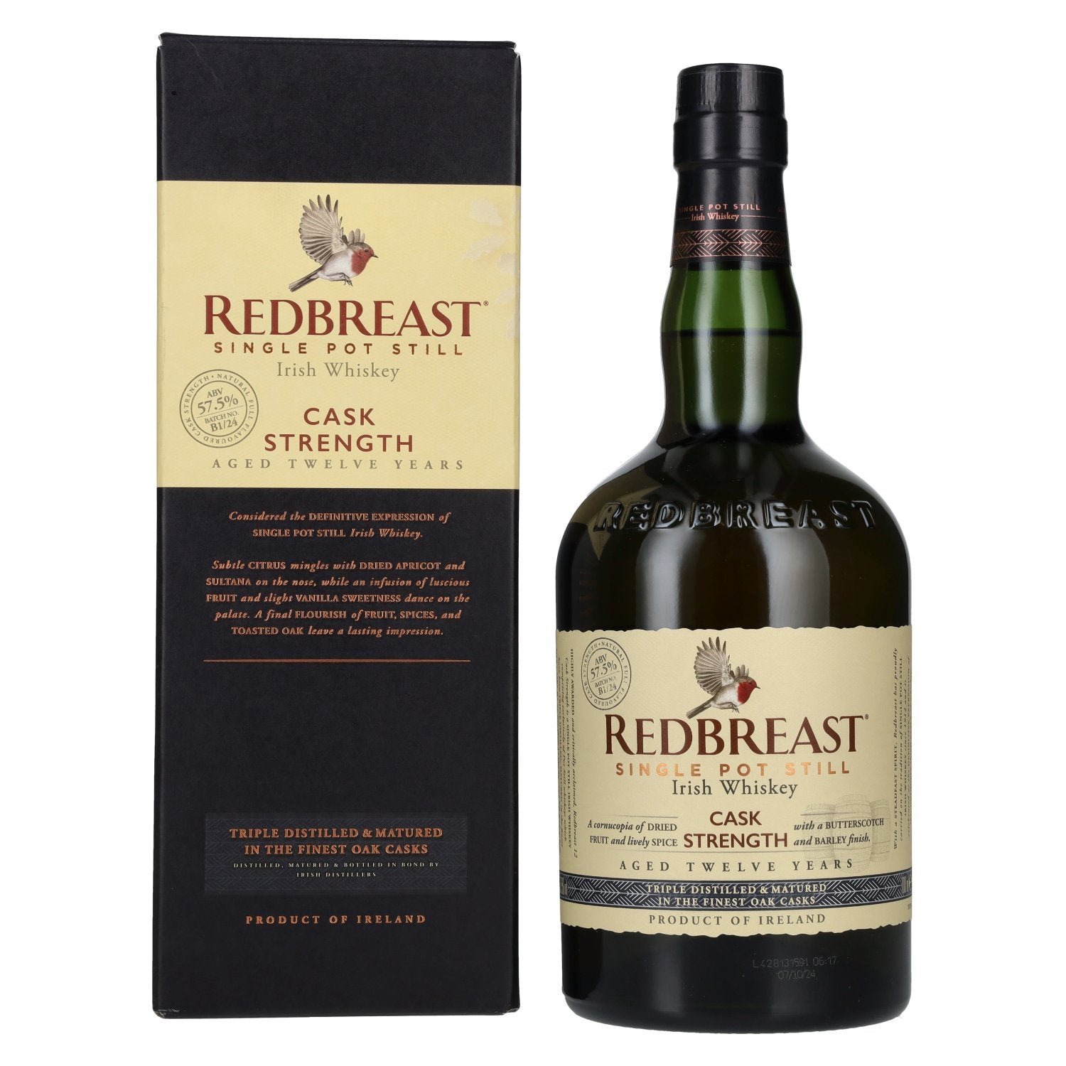 0d38449ec3ffd914c8beadf47a21ff9a04159d6ed407bb8b3f859a647caec418.jpg Redbreast 12 Years Old Single Pot Still CASK STRENGTH 57.5% vol. 0.7l in a gift box - Image 1