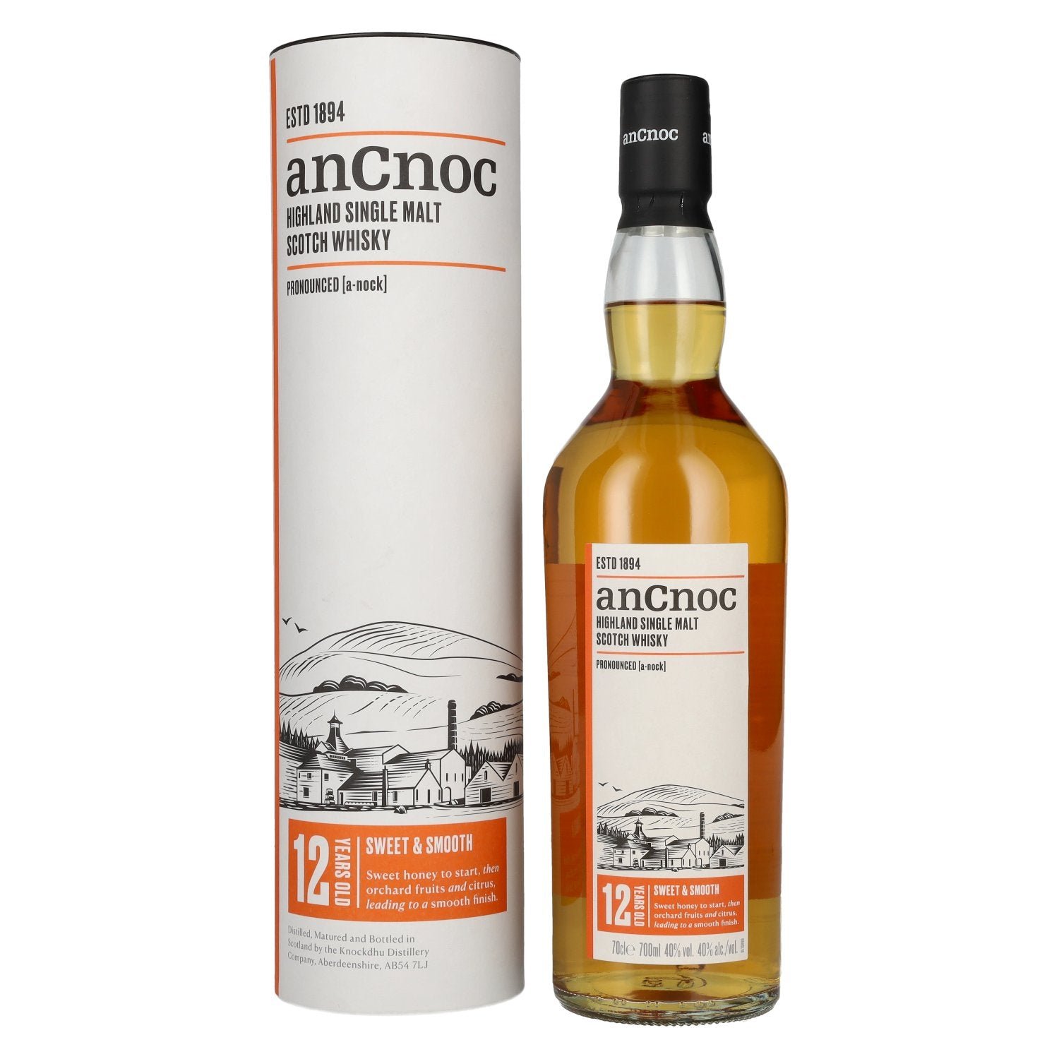 0d4f1940e58f8c52449dea1a3a67c8b99370bbc29c98f4195d292b998efc72eb.jpg AnCnoc 12 Years Old Highland Single Malt 40% Vol. 0,7l in gift box - Image 1