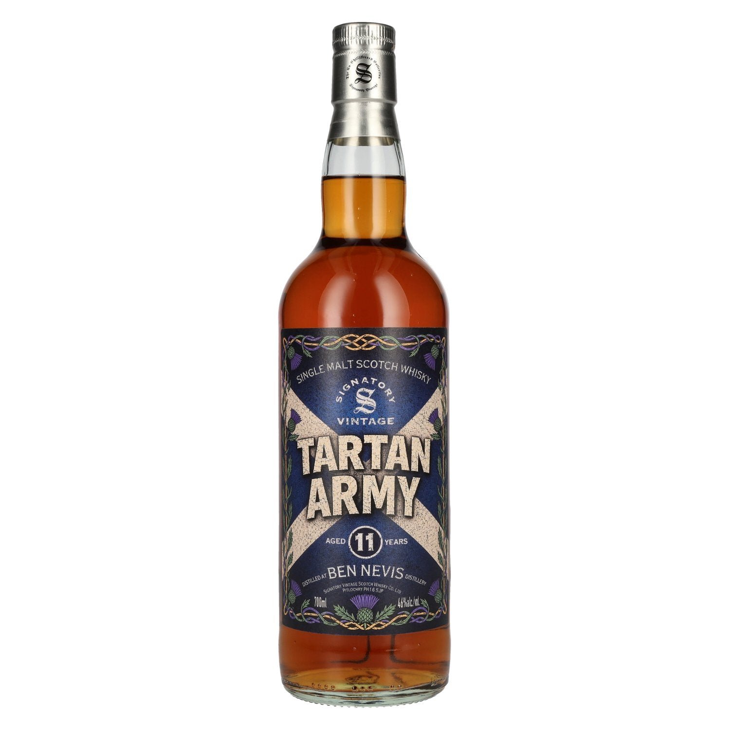 105bba884b931612d947388e9169f21ed72aa8f1955f36a6bf4dd41f80f65f4d.jpg Signatory Vintage Ben Nevis 11 Years Old TARTAN ARMY Highland Single Malt Scotch Whisky 46% ABV 0.7l - Image 1