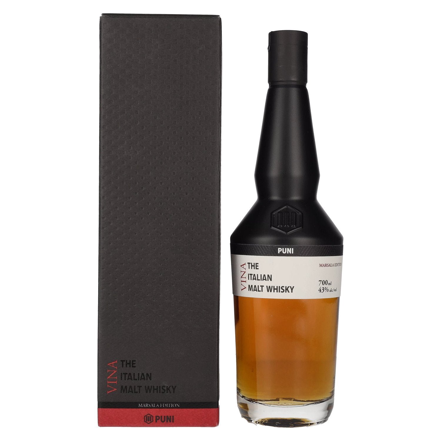 111fc5cb14268641a2d222c277426cd05bdfca47ce8165144295a5c193c5b8fa.jpg Puni Vina MARSALA The Italian Malt Whisky 43% Vol. 0,7l in gift box - Image 1