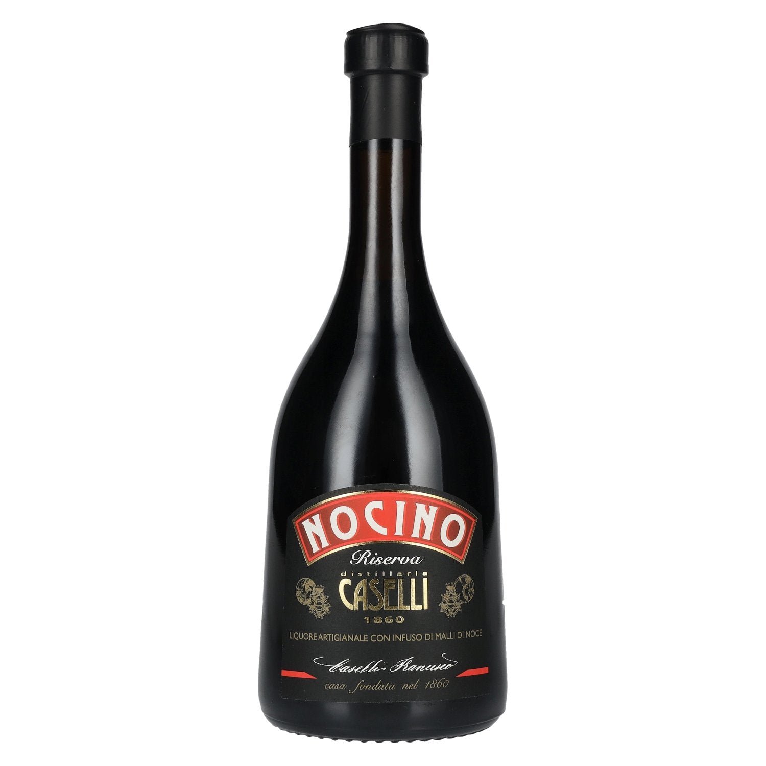 13becc47bb3326a195b21ad7934bbcb860ed394a20fc5031c47f8197f2160339.jpg Caselli NOCINO Liquore artigianale con infuso di malli di noce 40% Vol. 0,7l - Image 1