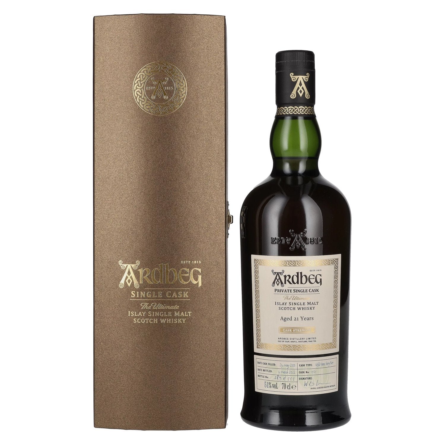 16210796853d0a09dcffccb6c6b0cc3ae57476c4ae0a8e806d893fa546f11234.jpg Ardbeg 21 Years Old The Ultimate Private Single Cask Whisky 51% Vol. 0,7l in gift box - Image 1