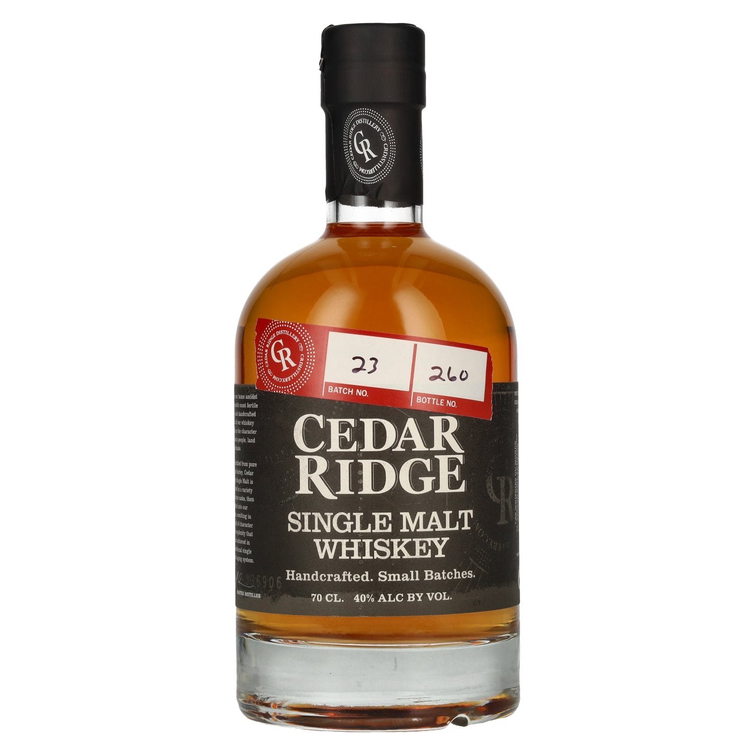 1628565680d1064cababda4a9cc7097e9875732459a5073f281c6f465ccbf311.jpg Cedar Ridge SINGLE MALT WHISKEY 40% Vol. 0,7l - Image 1