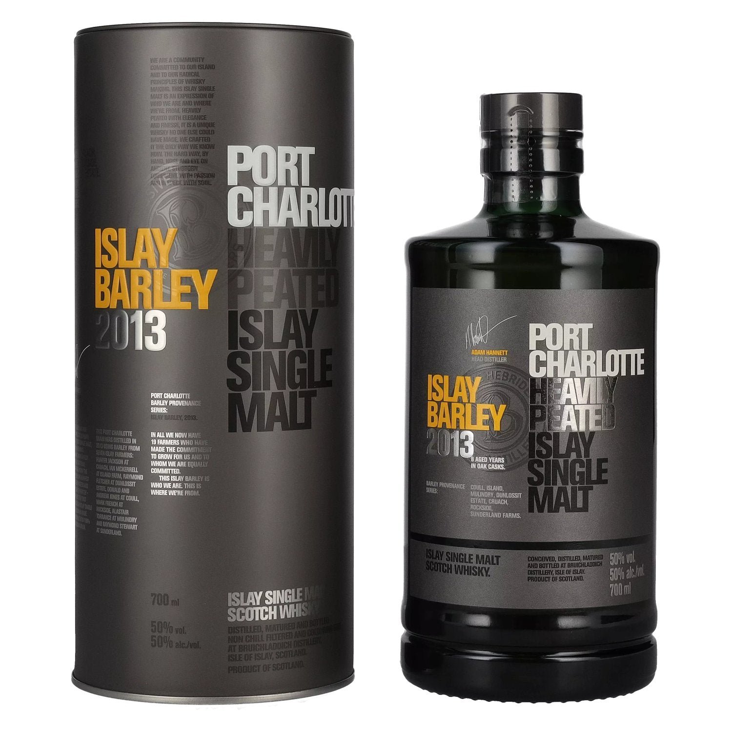 1aba9034ebc218eba4ee038063316e85252ca5e7f10956932f92418b8233ded5.jpg Port Charlotte ISLAY BARLEY Heavily Peated Islay Single Malt 2013 50% Vol. 0,7l in Tinbox - Image 1