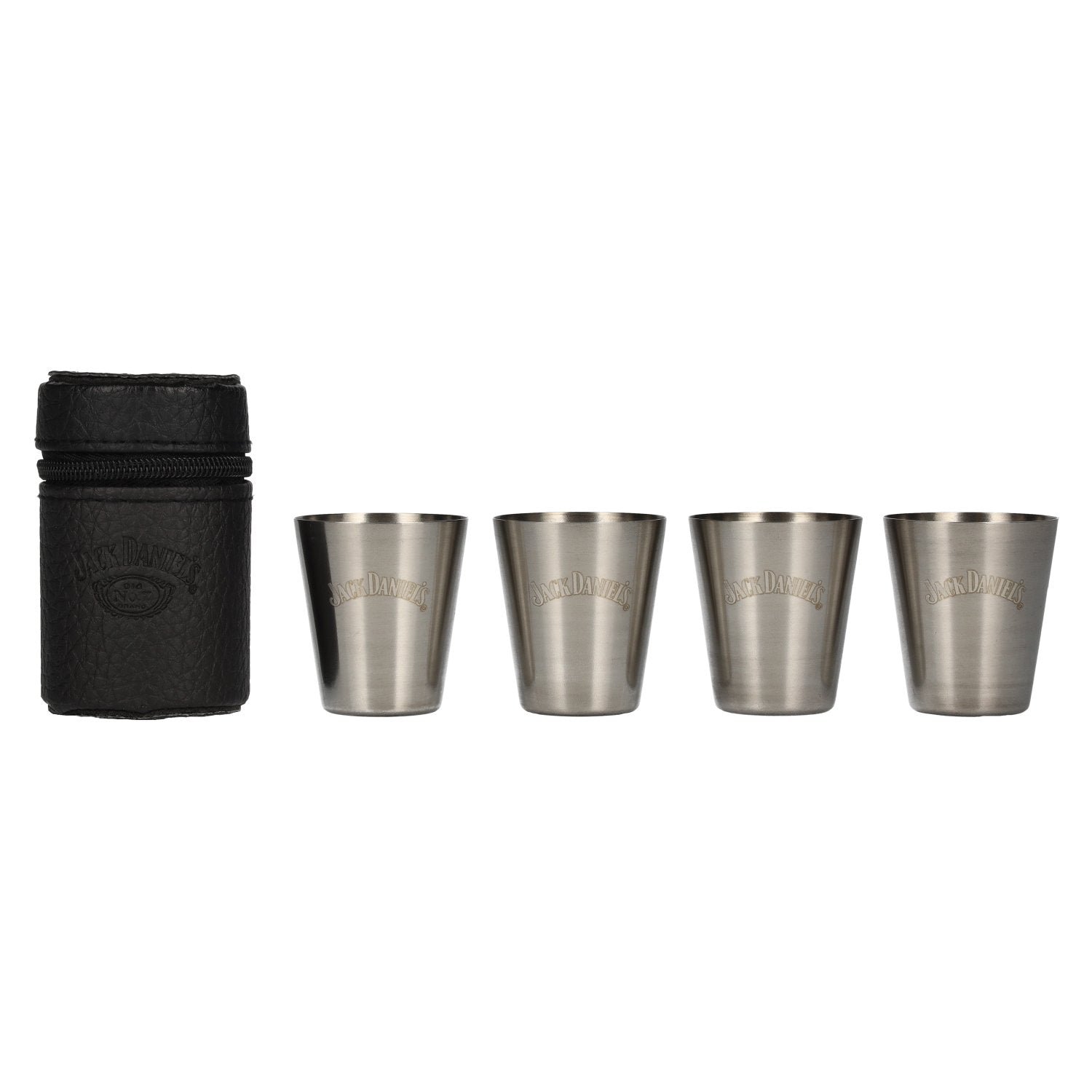 1c2fd6b4d21908fa9d6c6b899488b2591ea10f5d777f8935b2a3116311e4b494.jpg Jack Daniel's Shot Cups in leatherette bag - Image 1
