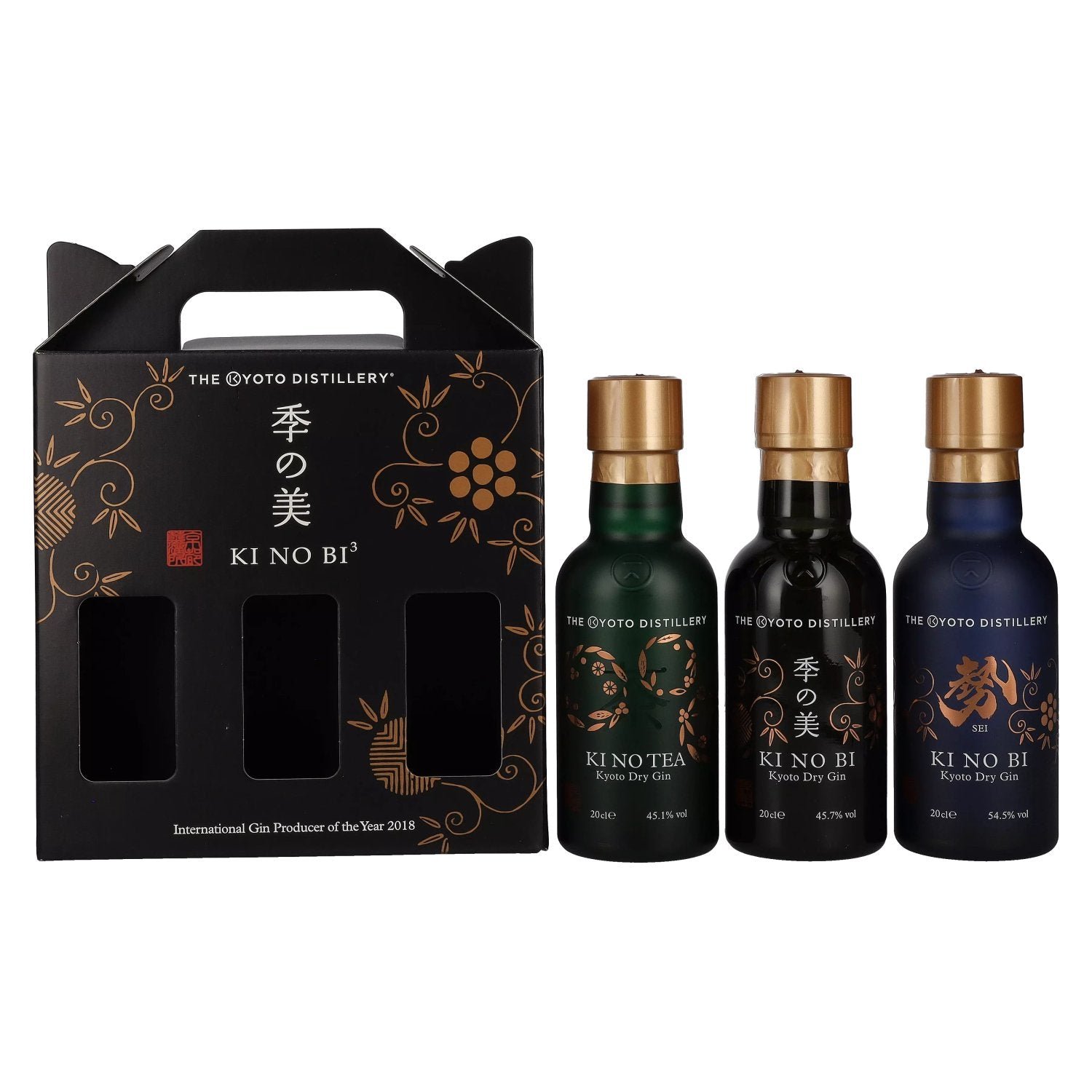 221b8a0319eb65e63a2529980425c2b33db657472b0055016f4ae65e347d98ae.jpg KI NO BI³ Kyoto Dry Gin Set 48,4% Vol. 3x0,2l in gift box - Image 1
