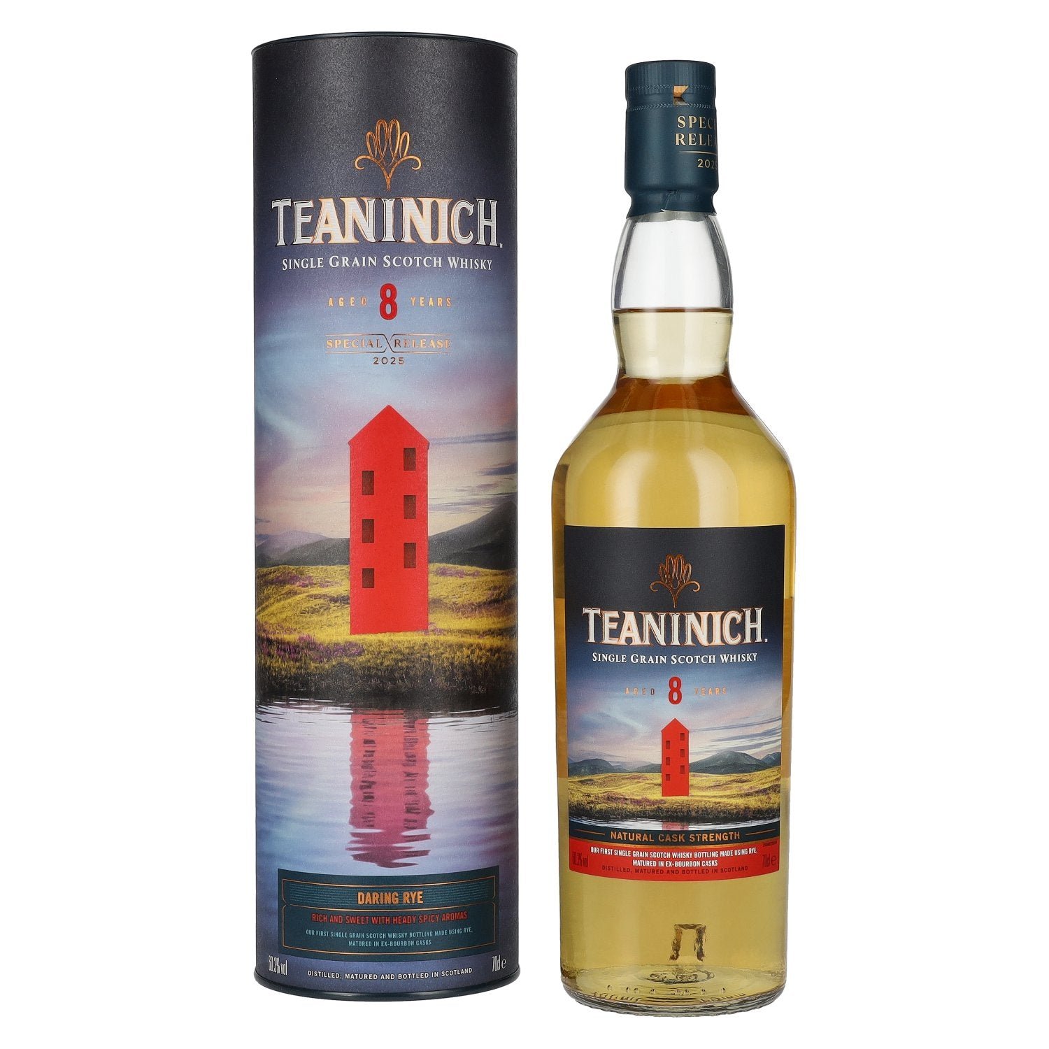 266d7848e6307372a1ee32e346ce18d19fb8281c79482dec6cecd0bf8e4560dd.jpg Teaninich 8 Years Old DARING RYE Single Grain Special Release 60,3% Vol. 0,7l in gift box - Image 1