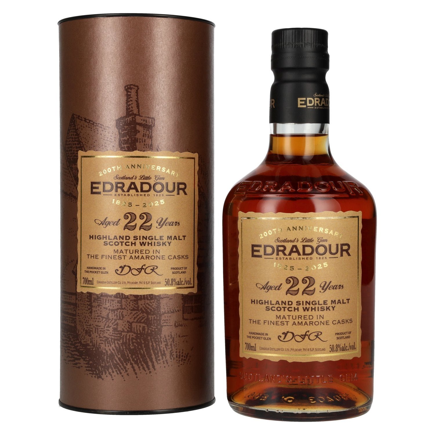 2aac0c86eedd76f258c39d0932f94284147f4f6055007cb5f24b408561ac76d4.jpg Edradour Whisky 22 Years Old 200th Anniversary Amarone Cask Highland Single Malt Whisky 50,8% Vol. 0,7l in gift box - Image 1