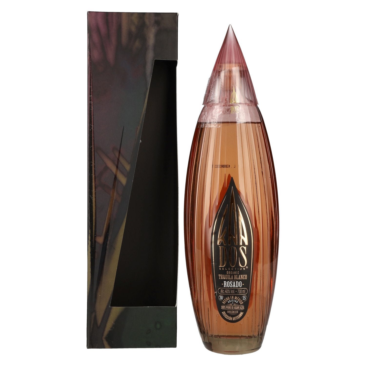 2b4d2a6061d4833b315655b494f213699a0c78e28ddb0e974007e9318931b0f2.jpg Kaa Dos Selection Organic Tequila BLANCO ROSADO 100% Puro de Agave Azul 40% Vol. 0,7l in gift box - Image 1