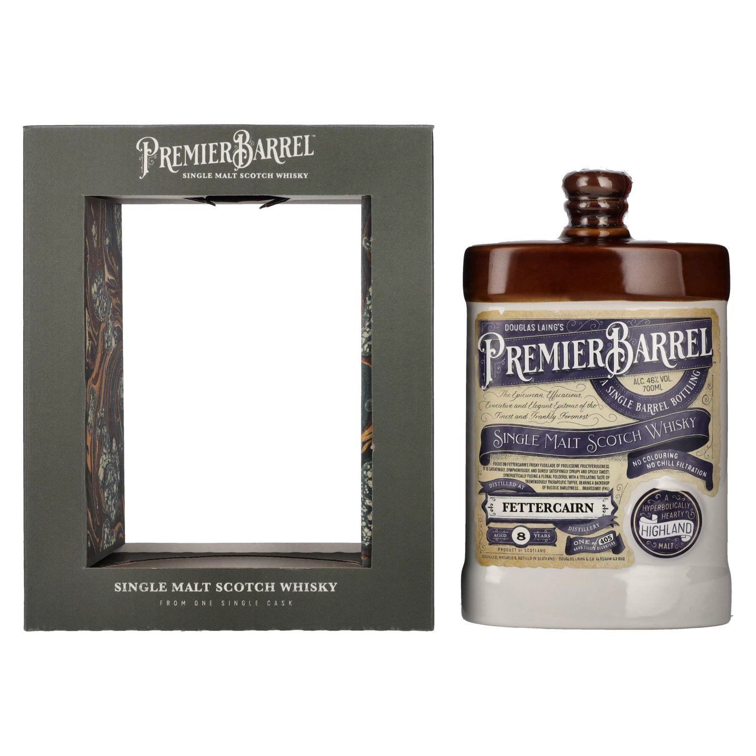33a56e9a33b88b5753d73d7bc9811c187a340796ca8ec34674c0d5cd48d632af.jpg Douglas Laing PREMIER BARREL Fettercairn 8 Years Old Single Malt 2012 46% Vol. 0,7l in gift box - Image 1