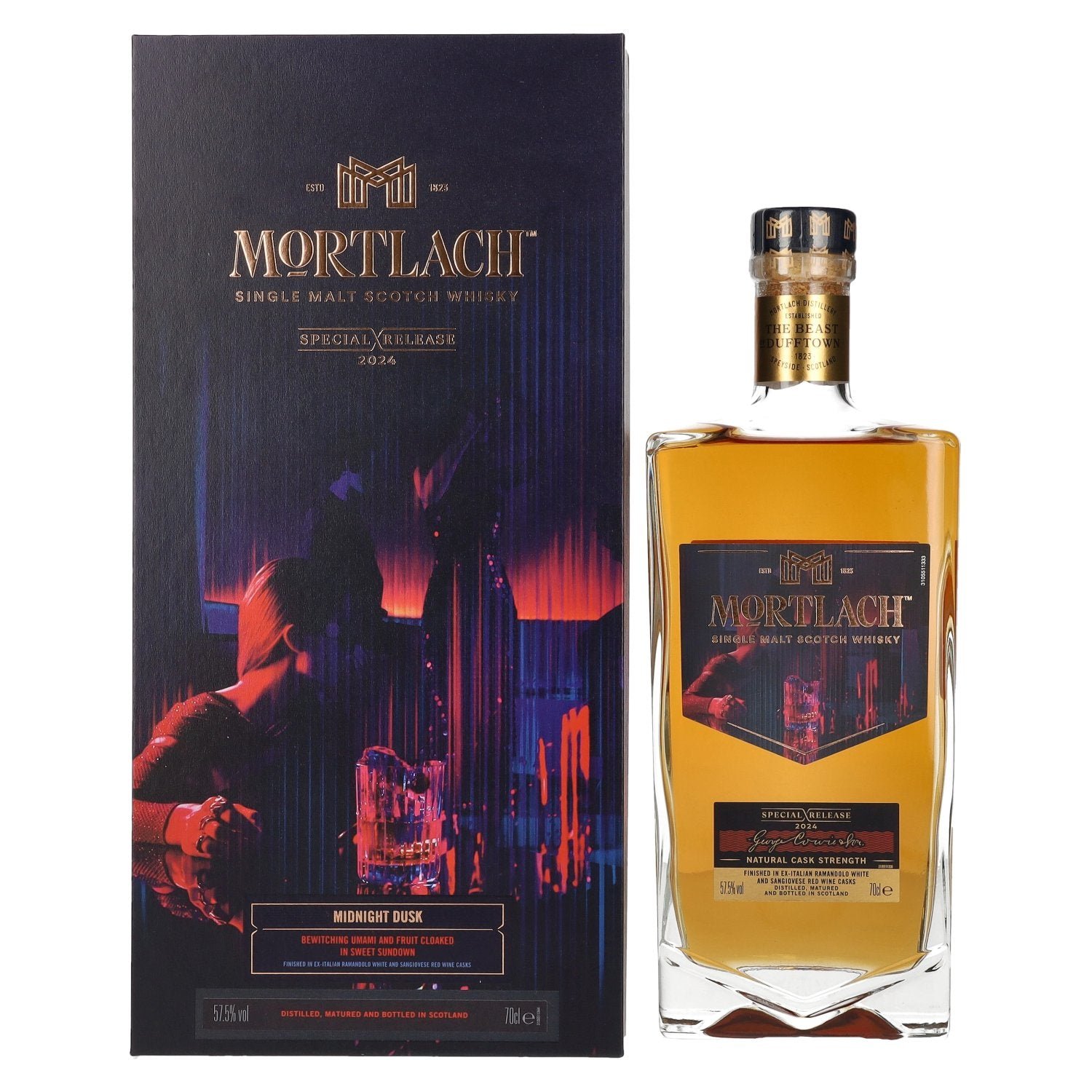 3499c2ff303f868629043fda0560610df6dce20e2a359cd999902f6459bfb397.jpg Mortlach Midnight Dusk Single Malt Special Release 2024 57,5% Vol. 0,7l in gift box - Image 1