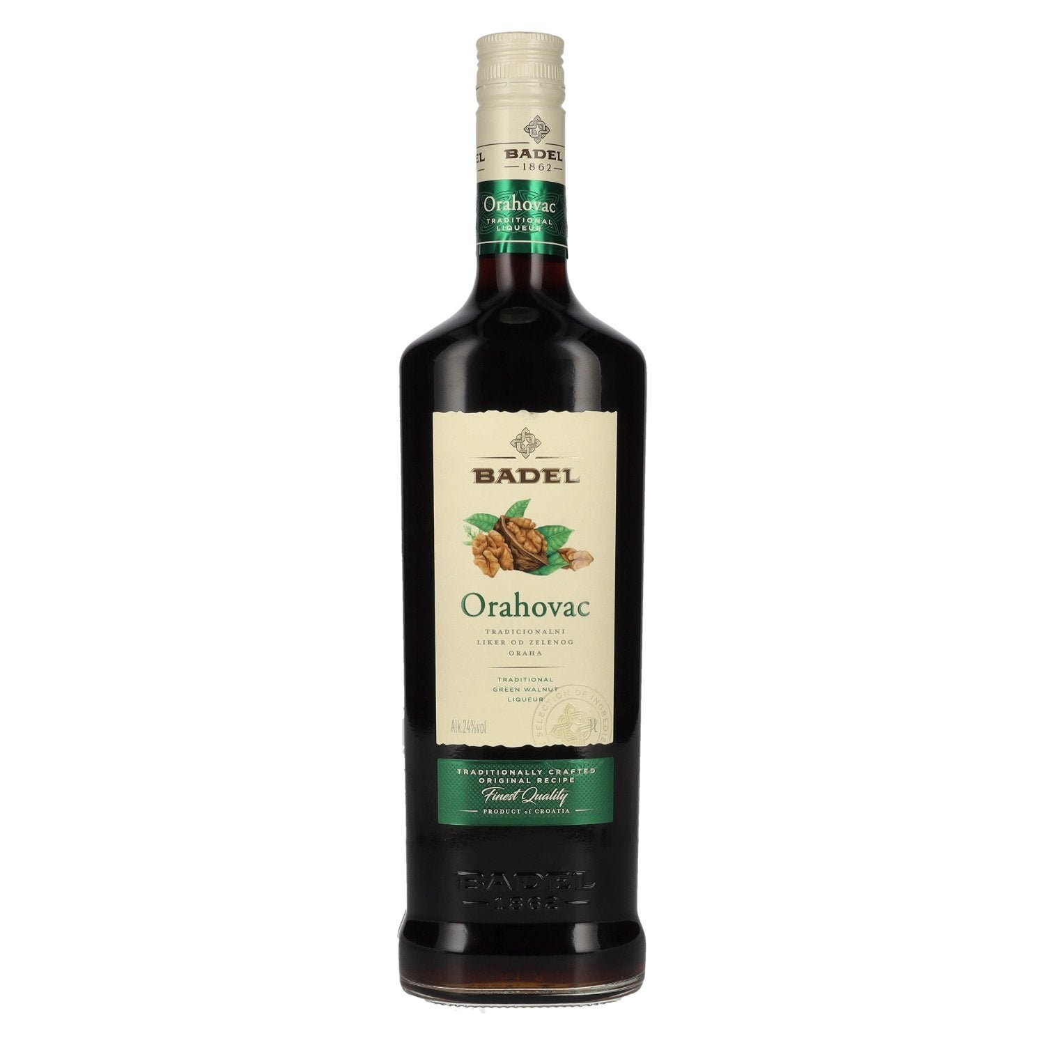 35058d16c9200632d101037e83458f6b551db1576dd93f45e0e903539c24c4a3.jpg Badel Orahovac Traditional Green Walnut Liqueur 24% Vol. 1l - Image 1