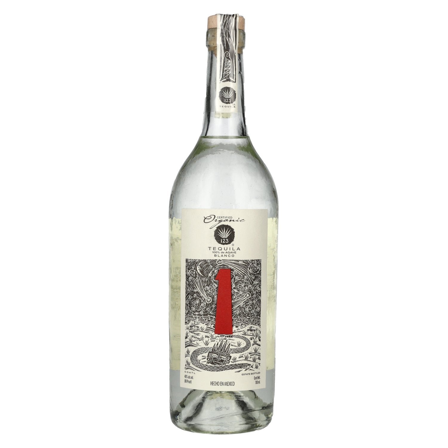 3c473946e16bcaf574018acba29416d78f0a78b9aaf334659f160f8a139dcf19.jpg Tequila 123 UNO Blanco 100% de Agave Organic 40% Vol. 0,7l - Image 1
