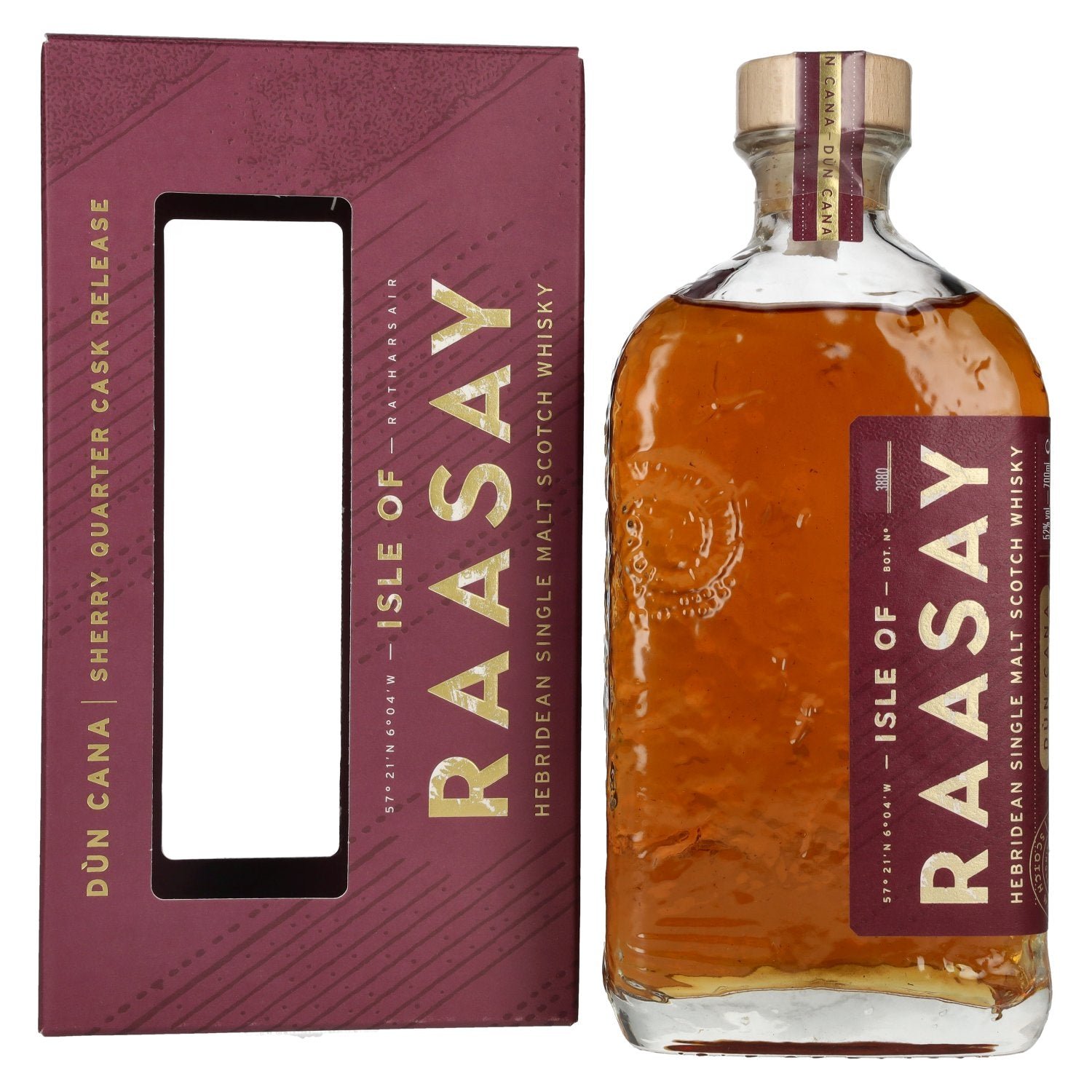 46979e74ba9a748c5a49e6803331ec998a1a8f25813033ca7b3f6427b34042f7.jpg Isle of Raasay Dùn Cana Sherry Quarter Cask Release 52% Vol. 0,7l in gift box - Image 1