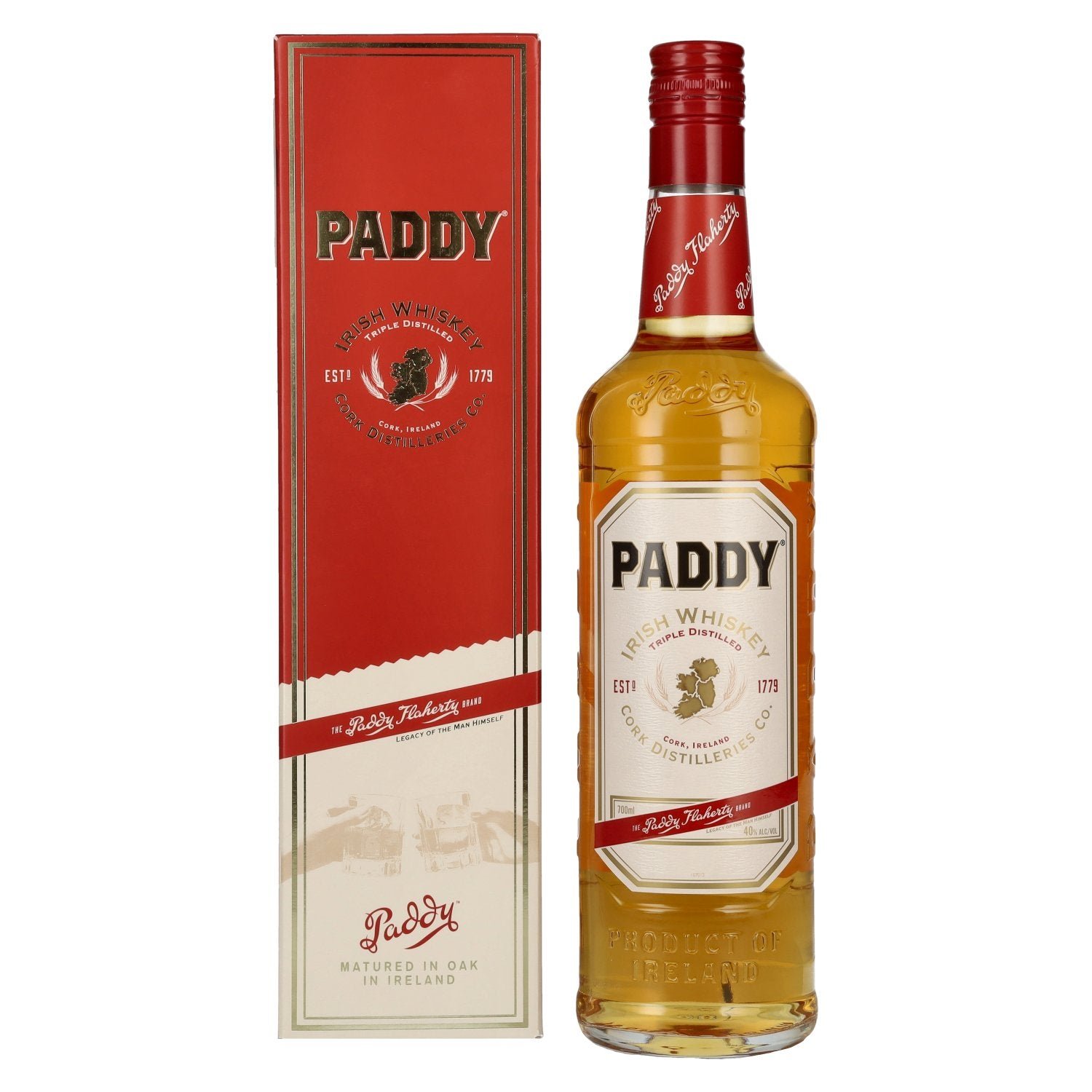 46ce4fe77ba5a702dfeb4a071e2e6c54b732a0237ffef04f9148d8a8b4202c08.jpg Paddy Irish Whiskey 40% ABV, 0.7 litres, in a gift box - Image 1