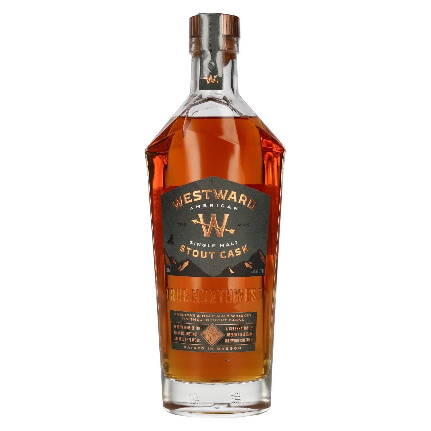 4815d8e62d1912abbc4010875a0145a1c03a86335fab9641d3118e1742bdfa22.jpg Westward American Single Malt Whiskey Stout Cask 46% Vol. 0,7l - Image 1