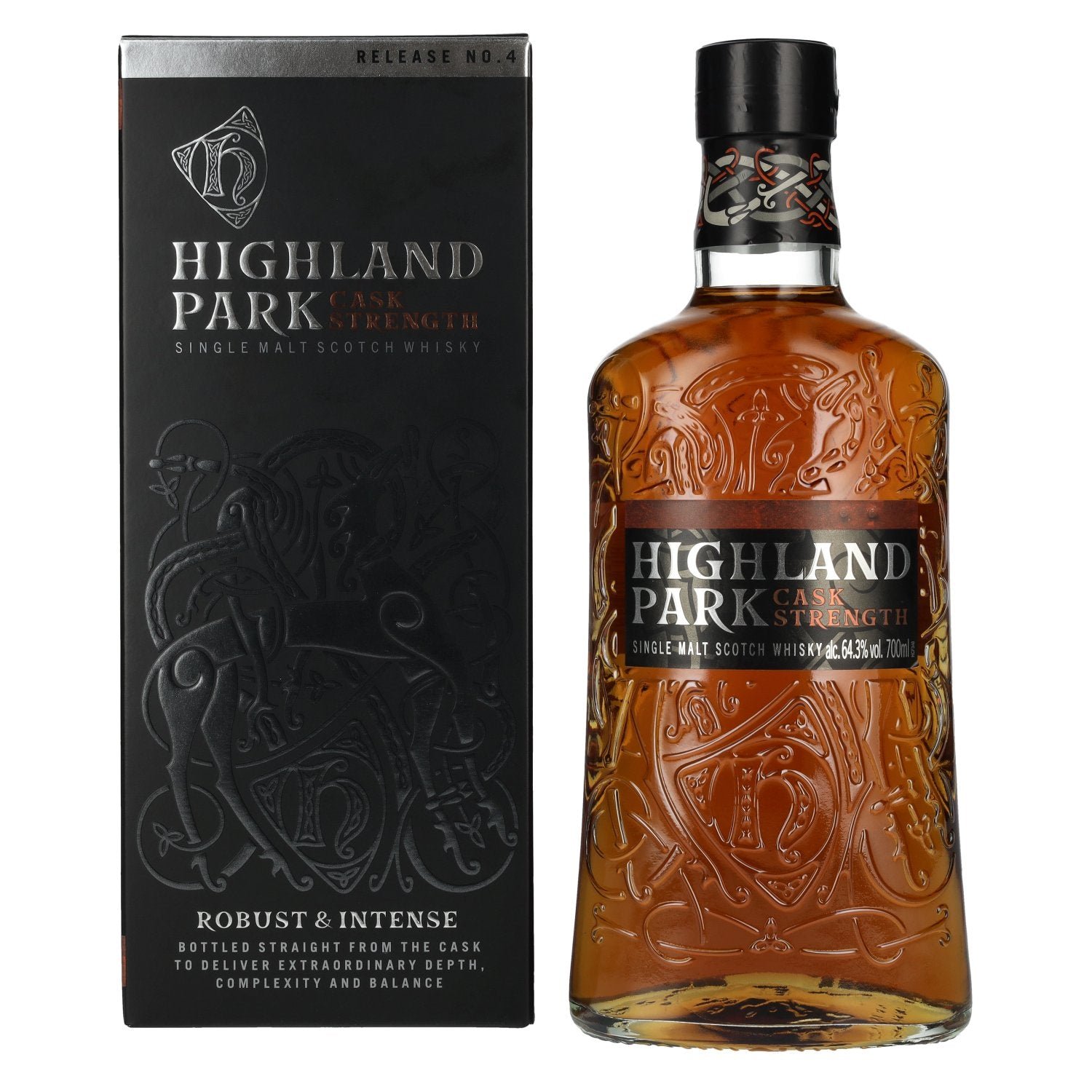 494fb9a5007c11c12e8478594b97281415a20f0437e9978fb3c954be2ddb4d28.jpg Highland Park CASK STRENGTH Release 4 64,3% Vol. 0,7l in gift box - Image 1