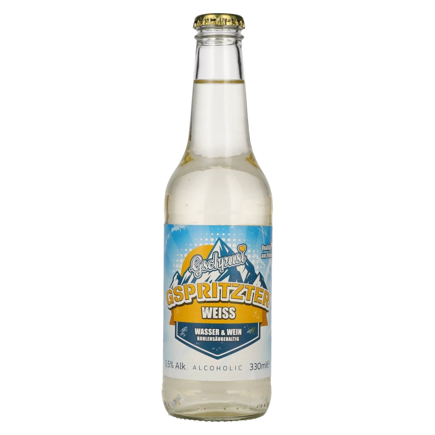 4b8065affae2c12c49cb2975d8e6106d41495d2b434fdc22345a64239ac30705.jpg Gschpusi gspritzter white 5,5% Vol. 0,33l - Image 1