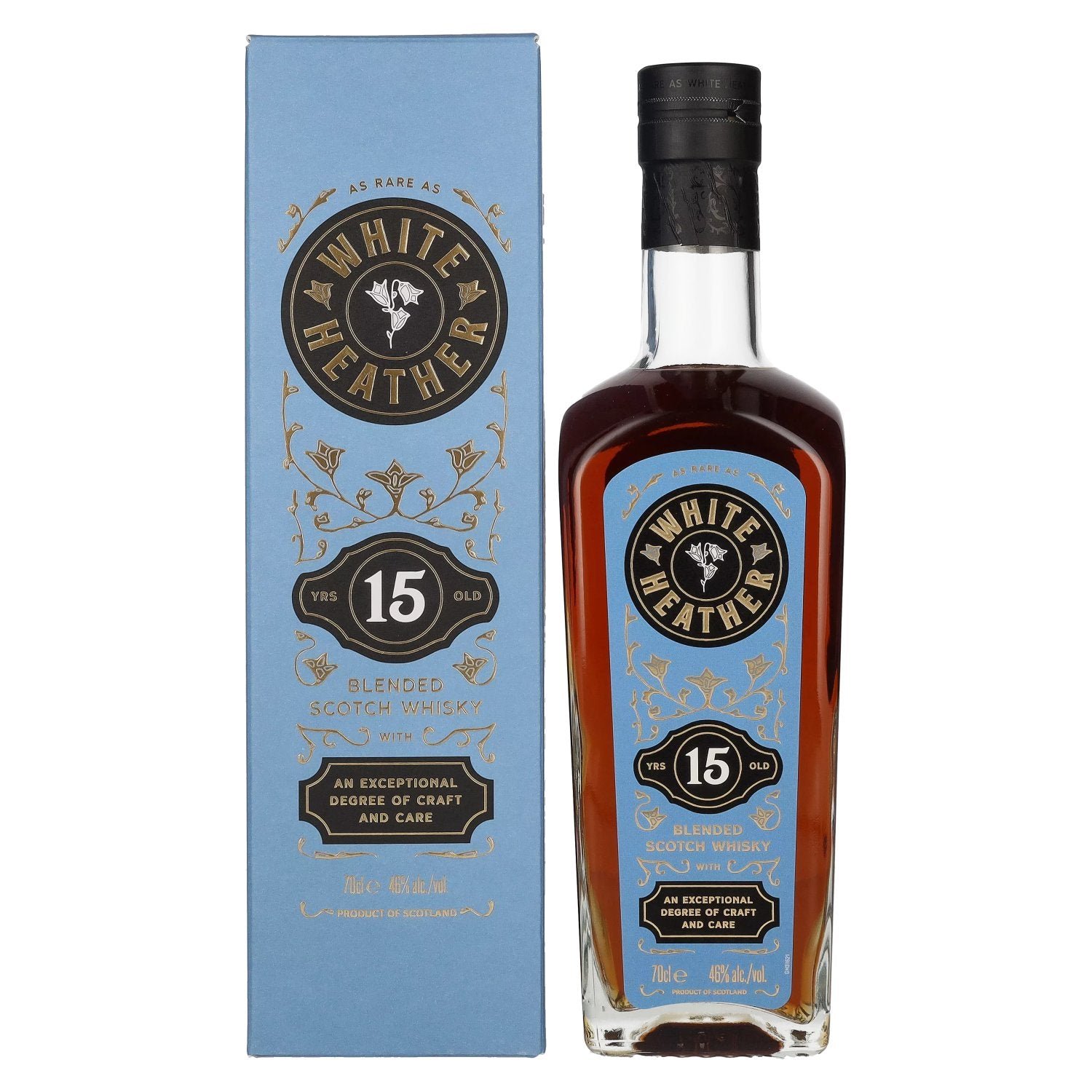 51e0ca9bb57d96d148f553104440dc12c3f5adf4be7b2248ab1ecd81883e13d8.jpg White Heather 15 Years Old Blended Scotch Whisky 46% Vol. 0,7l in gift box - Image 1