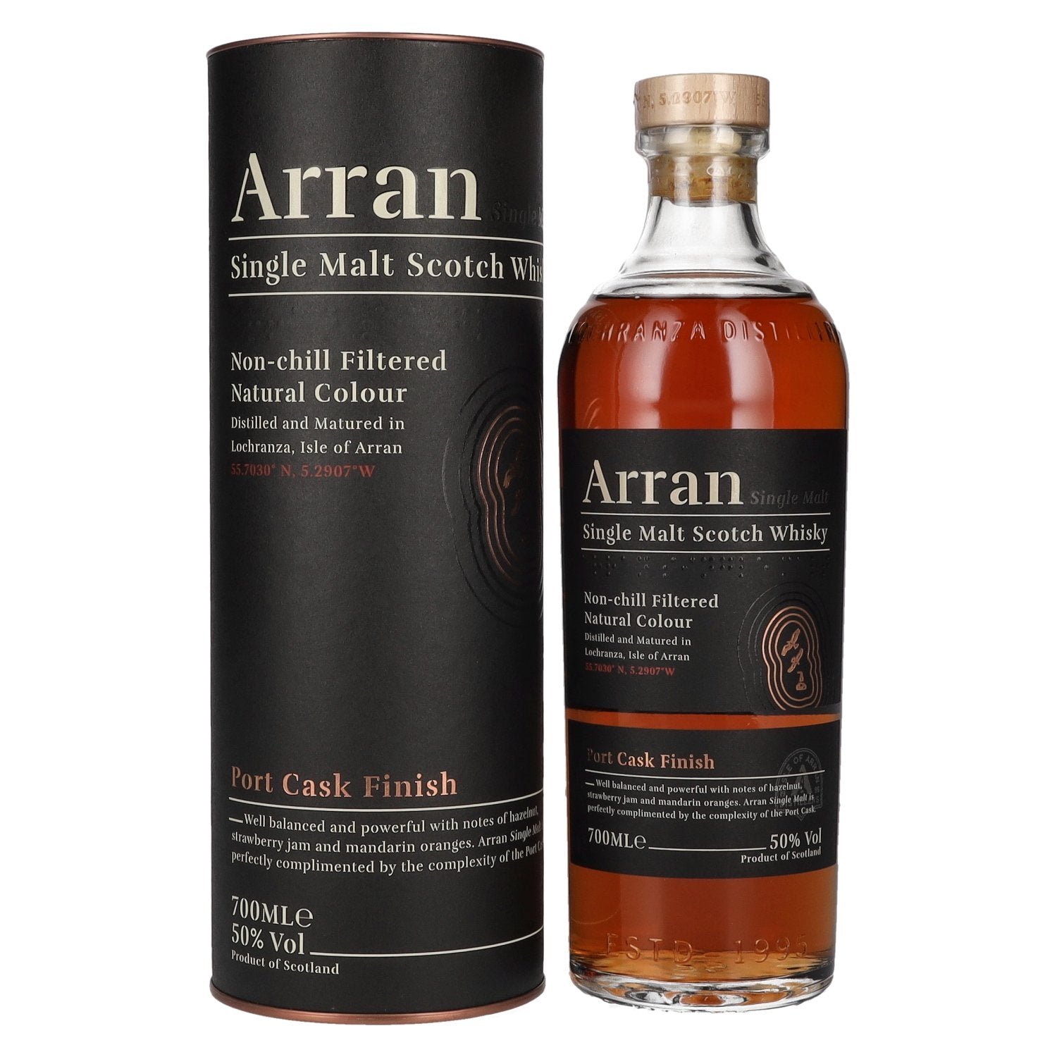 53b0ab461615ea70dc1abd7e98528ed06171cb505c19ab9b36ba79d1833504e1.jpg Arran Single Malt PORT CASK FINISH Single Malt Scotch Whisky 50% Vol. 0,7l in gift box - Image 1