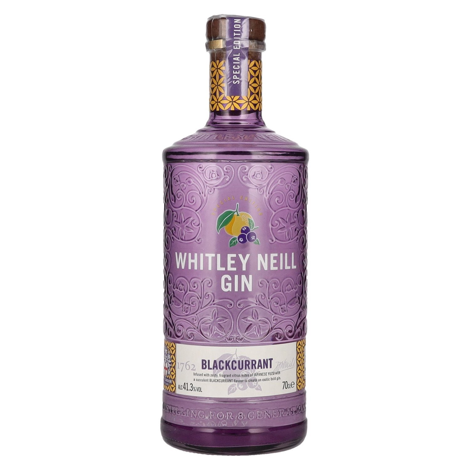 55d94b3ad73b9bc46827c78367bf7b3b74946721d5435251d2f162525824b7b3.jpg Whitley Neill BLACKCURRANT GIN 41.3% Vol. 0.7l - Image 1