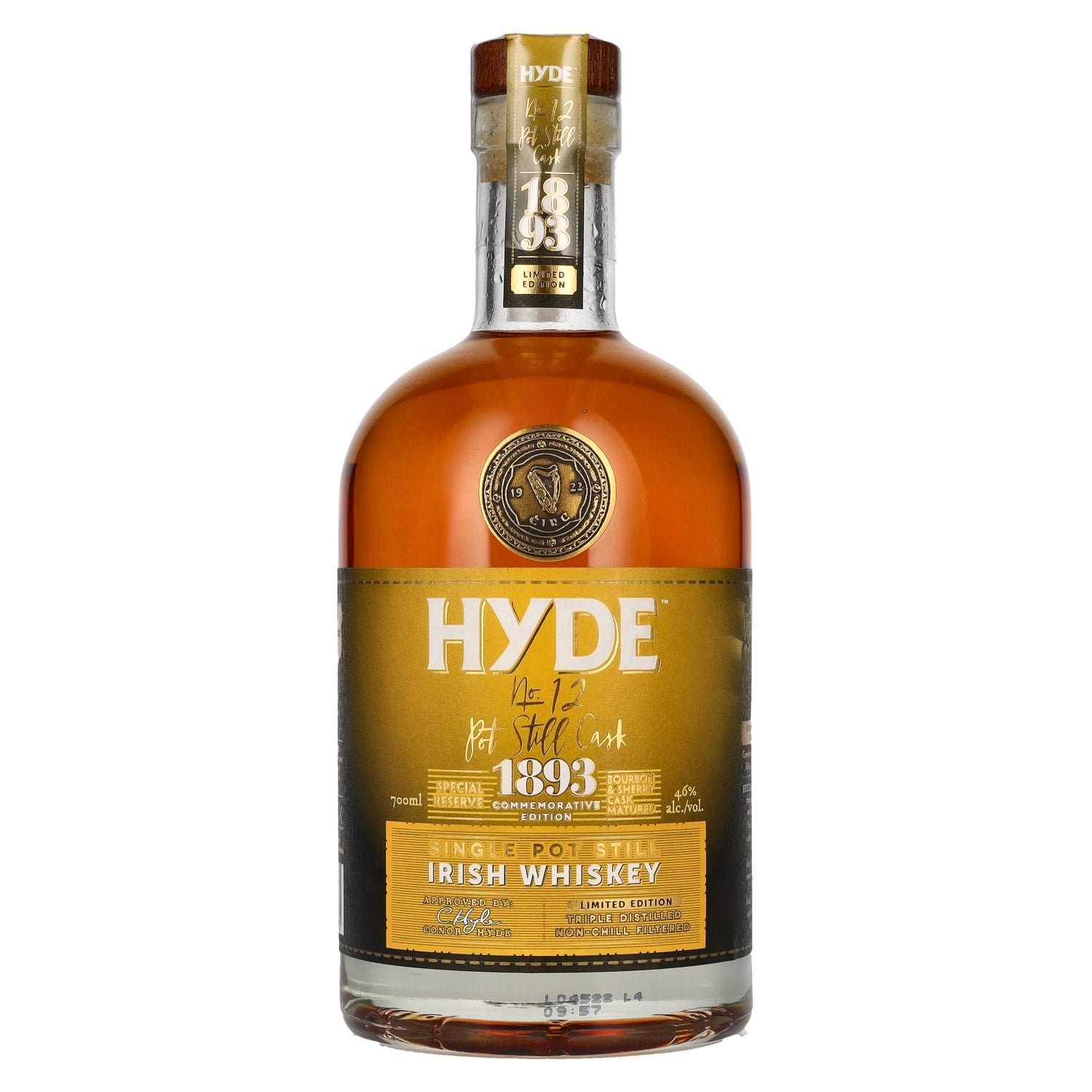 58454283315793f70f717aceac37d52e6b9c7ea62a01ddc4695fa94efd4b135d.jpg Hyde No.12 Single POT STILL Cask 1893 Irish Whisky Commemorative Edition 46% Vol. 0,7l - Image 1