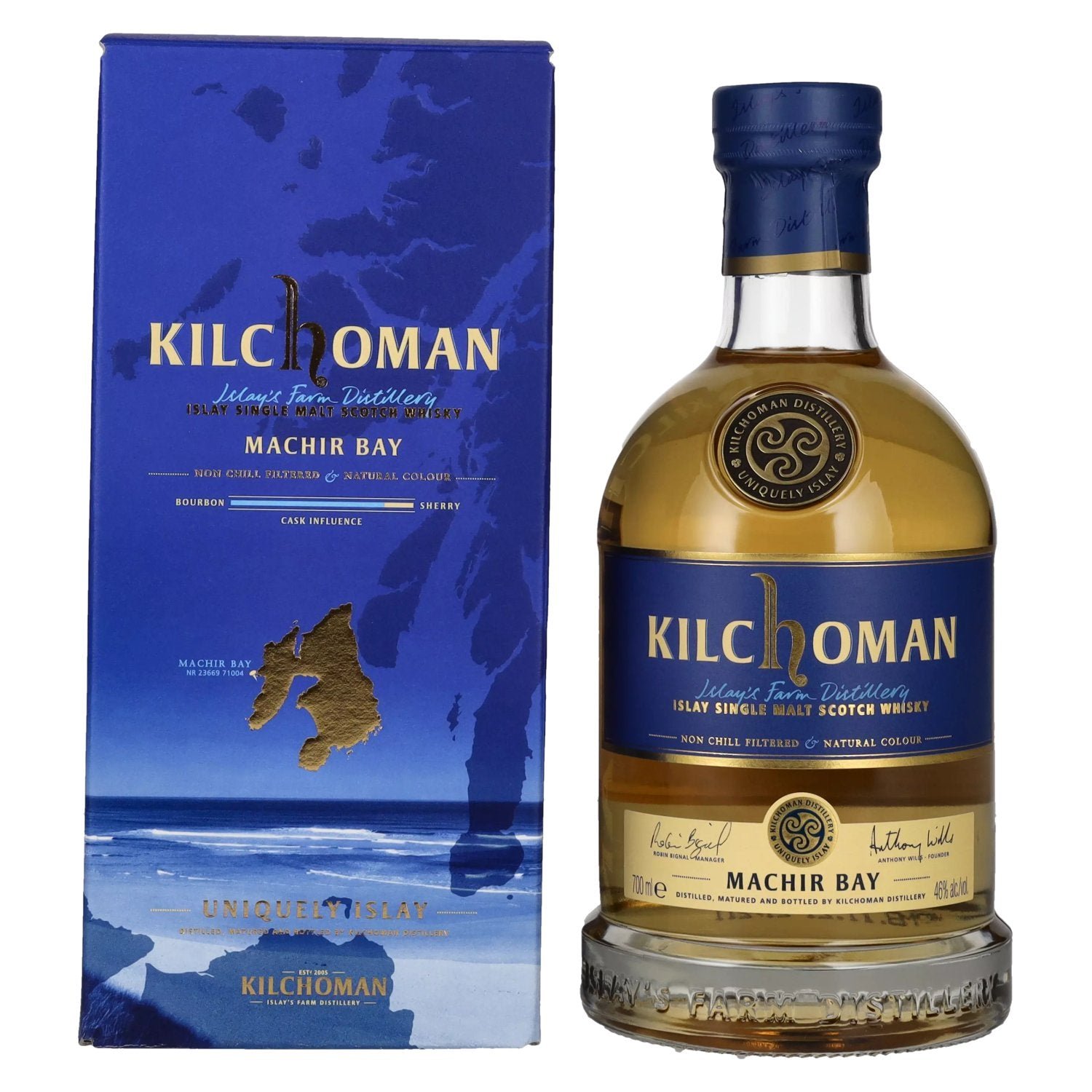 5ae415ac864ca3fd6ff28bea8084337288b0f68d7034f8f3a8a7430b75749218.jpg Kilchoman MACHIR BAY Islay Single Malt Scotch Whisky 46% Vol. 0,7l in gift box - Image 1