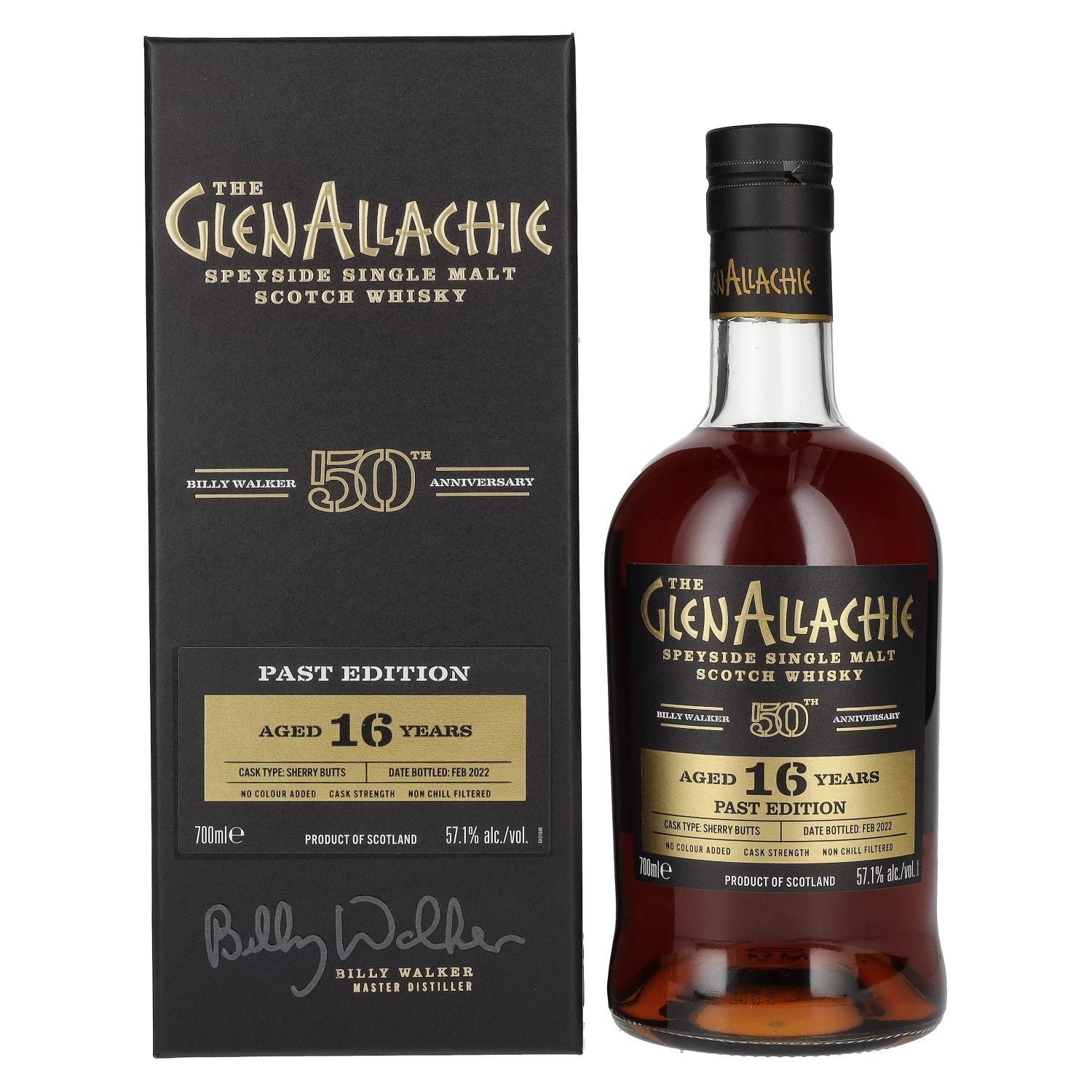 5c6af7730605503edfc8e0b3a9681b13374f5be4c88bb07385377b0e63fb717d.jpg The GlenAllachie 16 Years Old 50th Anniversary PAST EDITION 57,1% Vol. 0,7l in gift box - Image 1