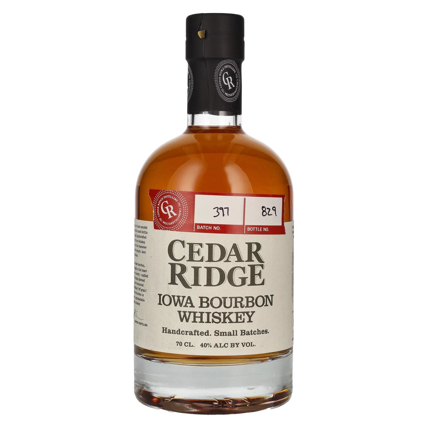 6159fa26fa8e7b781051ac45f99417c547e478d09f80395b23ea0b53eff2a536.jpg Cedar Ridge Iowa Bourbon Whiskey 40% Vol. 0,7l - Image 1