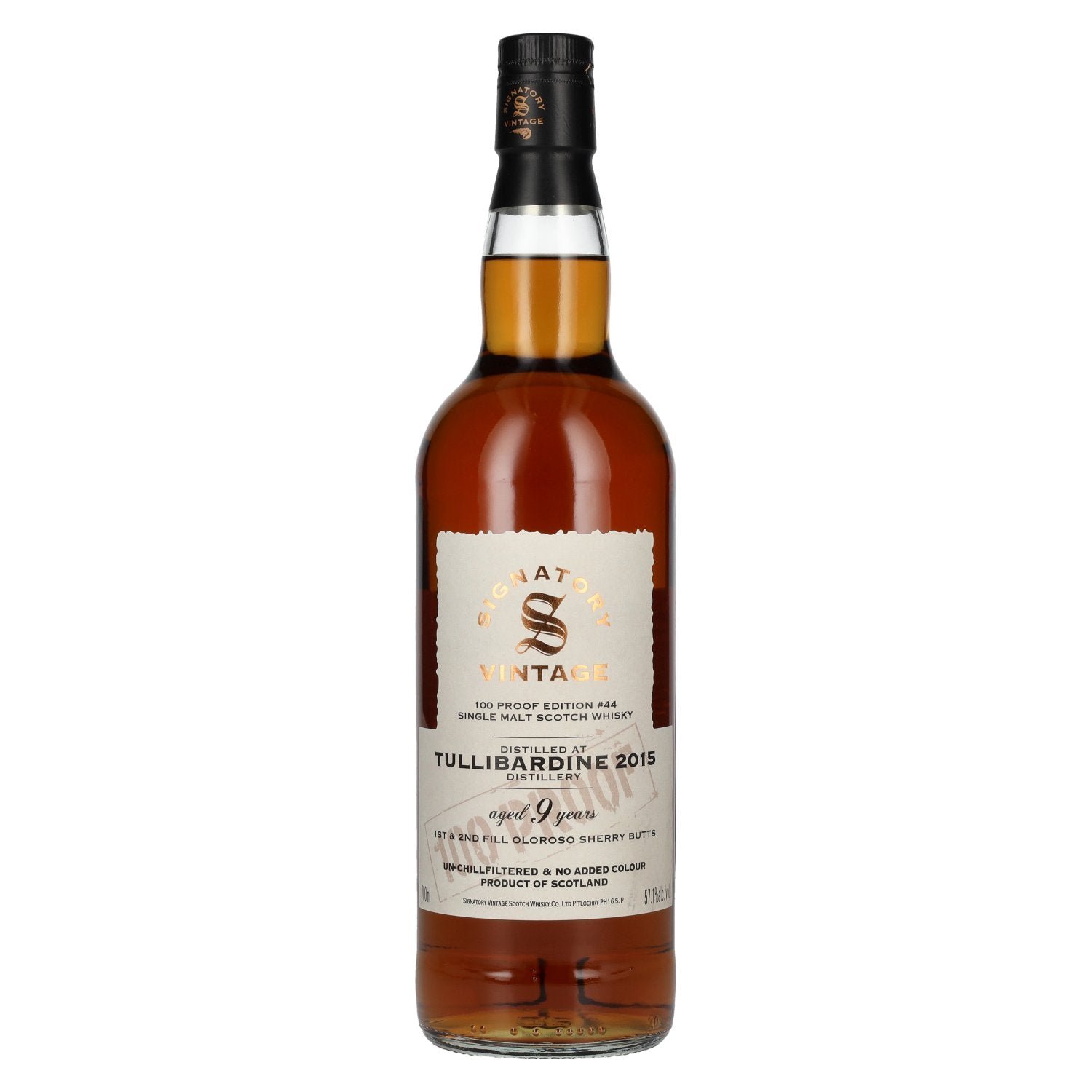61bebf4fe949c479addbb3f72ae09e4601922bde9d9344ae78ce81ac29e78265.jpg Signatory Vintage 100 Proof Edition Tullibardine 9 Years Old Single Malt #44 2015 57,1% Vol. 0,7l - Image 1