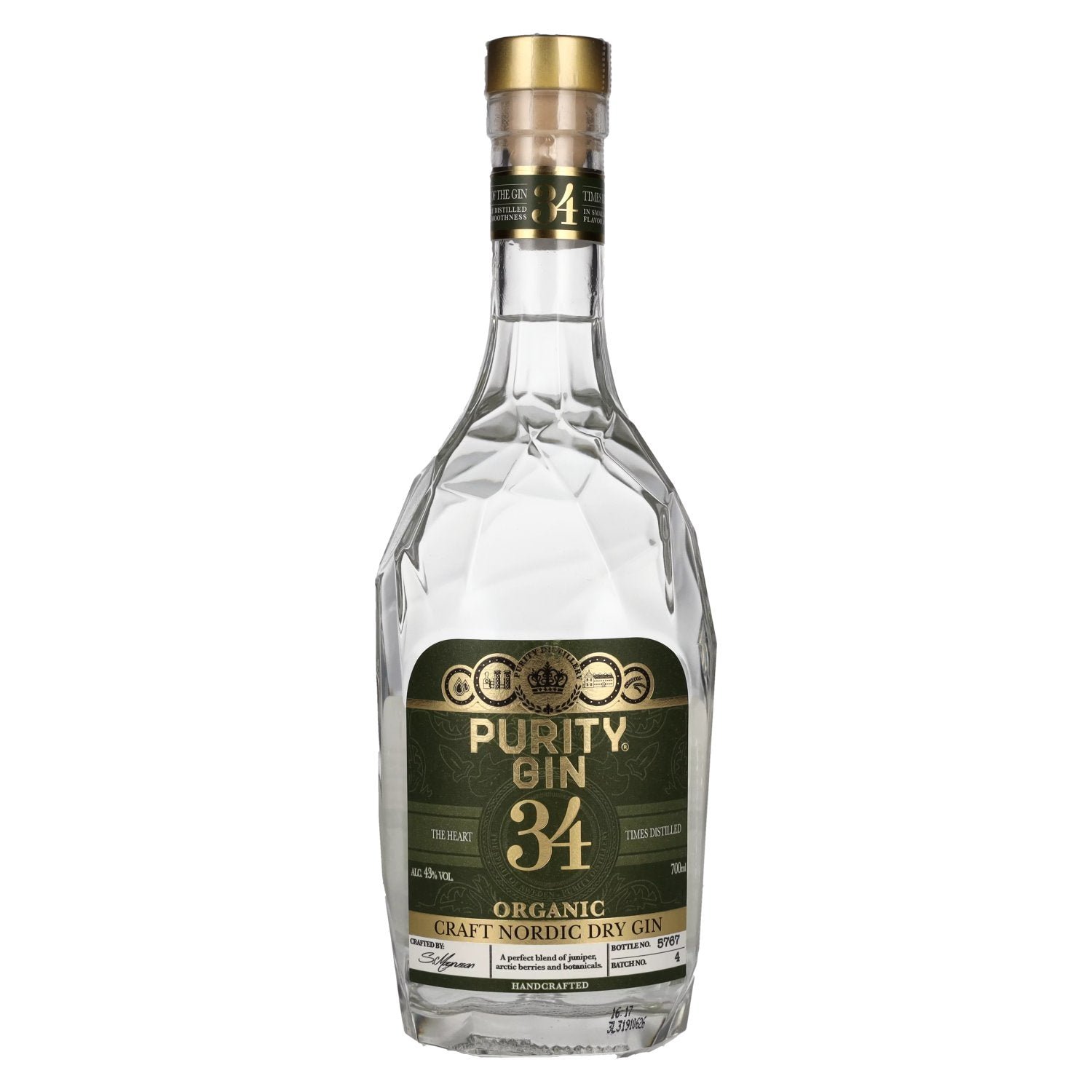 63570e7f7a8ee0716b3244ce88acf206fbb0047223a7a5856763fa16039632e6.jpg Purity 34 CRAFT NORDIC Organic Dry Gin 43% Vol. 0,7l - Image 1