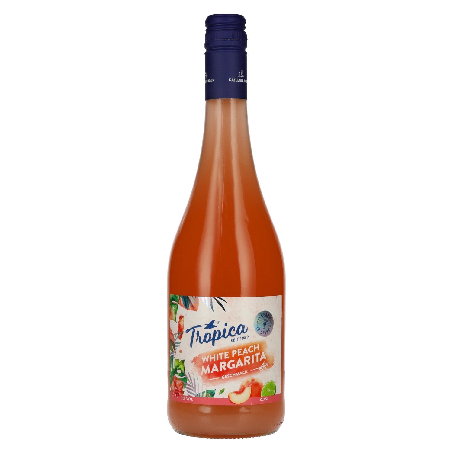 64dd09b83a67a5e9945e3277315636cdc0a025cfe0d5bc2ff6a798e5c49c15f3.jpg Katlenburger Tropica Cocktail White Peach Margarita 7% Vol. 0,75l - Image 1