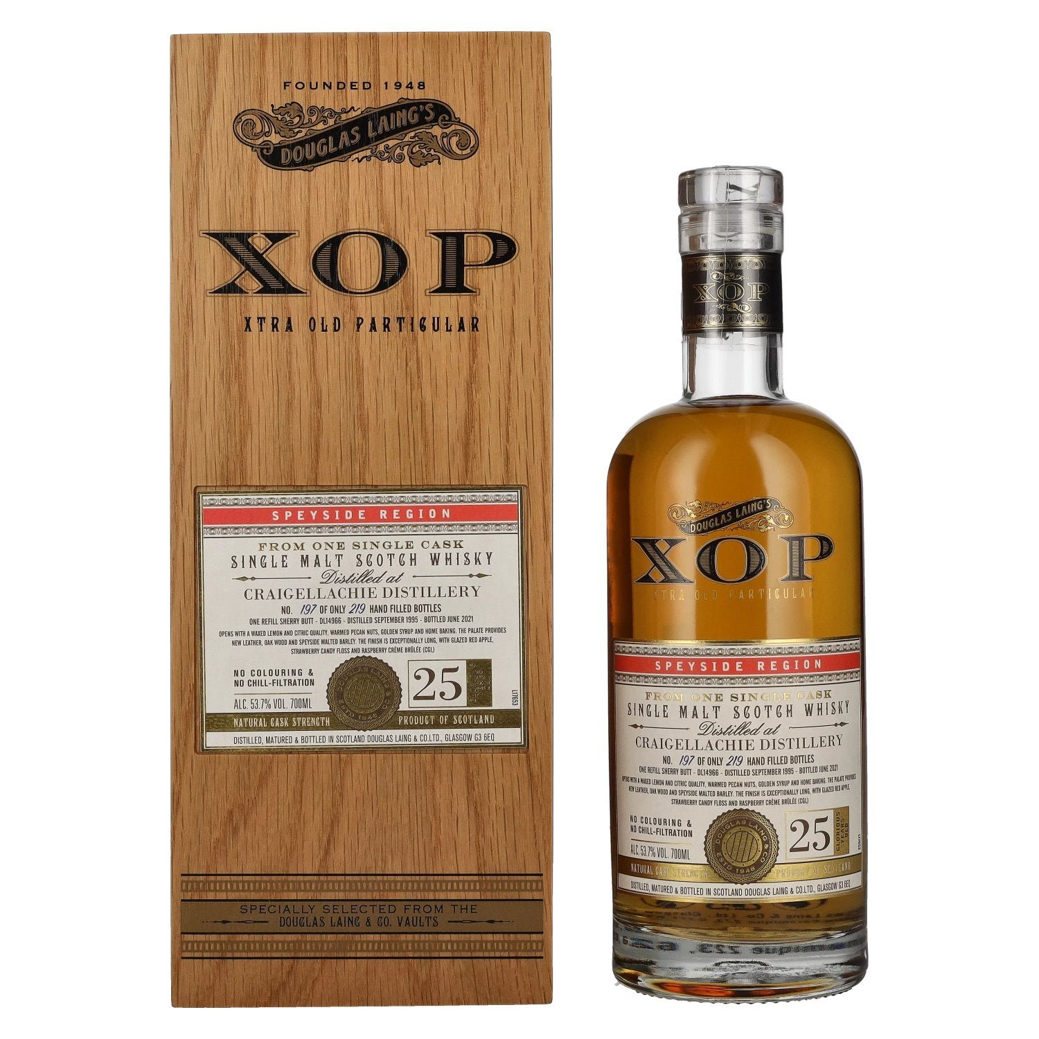 665205f0a5722575e69c48cd52815835ffe3fb8a8a652753e219eddf08efc2c1.jpg Douglas Laing XOP Craigellachie 25 Years Old Sherry Finished 1995 53,7% Vol. 0,7l in wooden box - Image 1