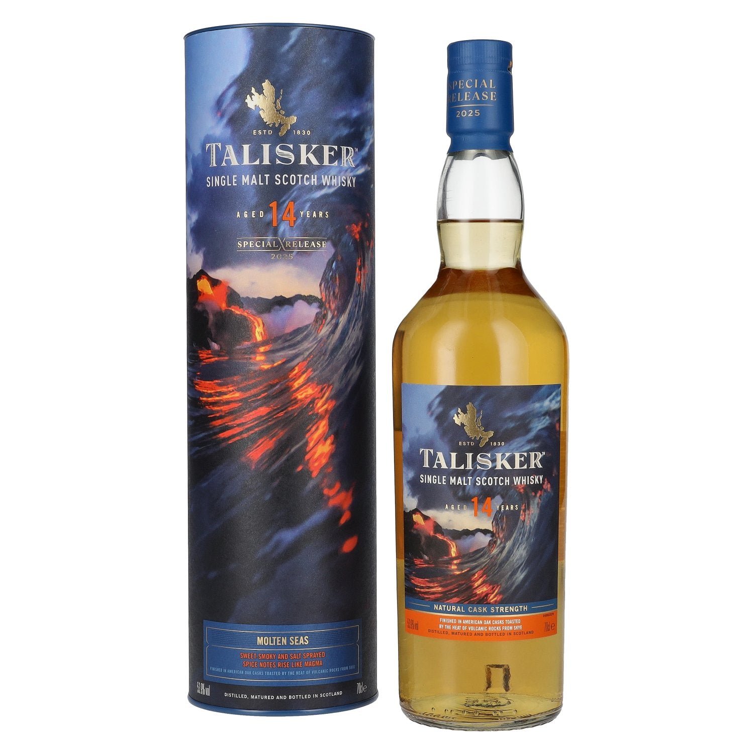 6847ff989104804047ef900120df5df6d2f2392fc515adbc6208196cf68b8b5f.jpg Talisker 14 Years Old MOLTEN SEAS Single Malt Special Release 2025 53,9% Vol. 0,7l in gift box - Image 1