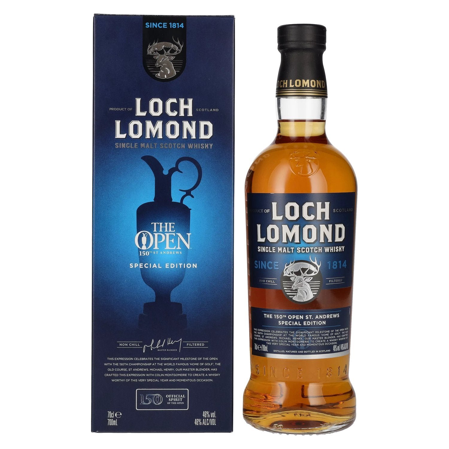 68b35a7999d89aea4a8e550ef9d50a42f43afd61b831b7eab4ea8cc7fe020101.jpg Loch Lomond THE OPEN 150th St. Andrews Special Edition 2022 46% Vol. 0,7l in gift box - Image 1
