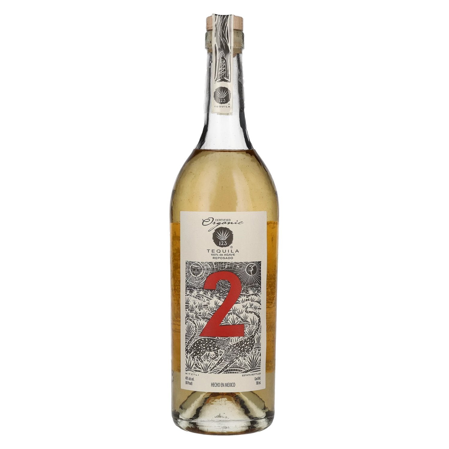 6ddc3953b5145dc4a6bc666c24ef199f193edf8d71f697ddeea6878abf38b33e.jpg Tequila 123 DOS Reposado 100% de Agave Organic 40% Vol. 0,7l - Image 1