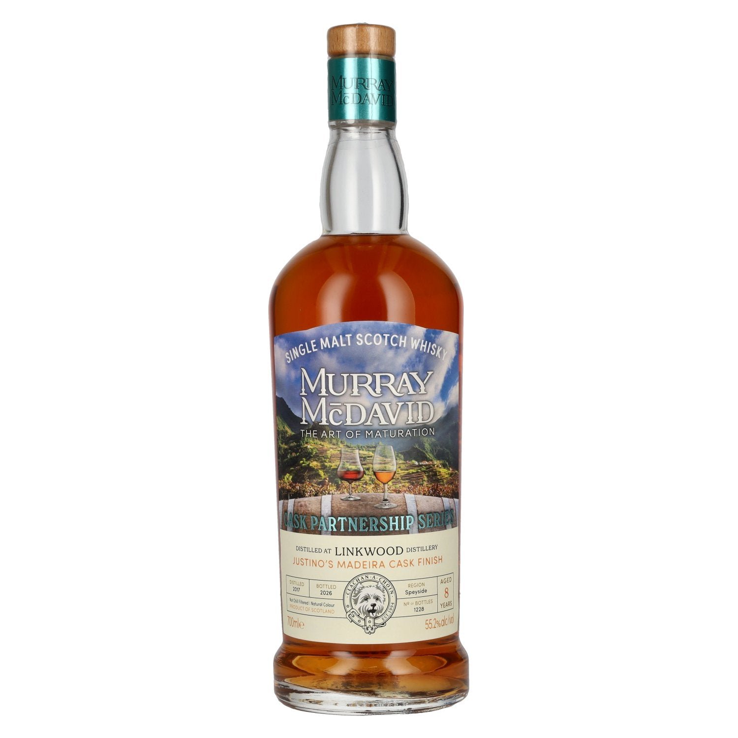 6e005a7ca94352271c58fcd69ed5005267bd0a1cef303be573a48e20e255a15f.jpg Murray McDavid PARTNERSHIP SERIES 8 Years Old Linkwood Justino's Madeira Cask 2017 55.2% ABV 0.7l - Image 1