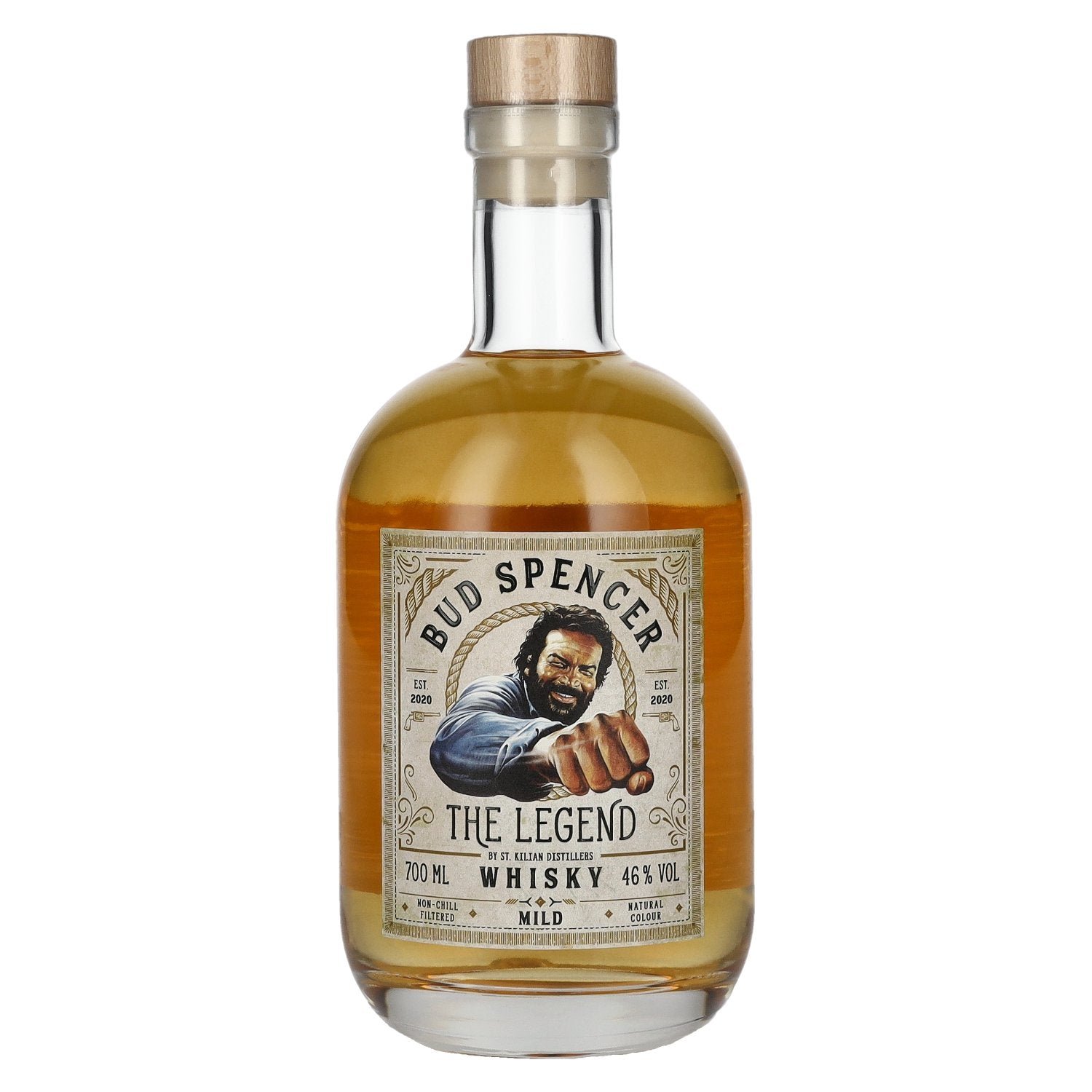 73c9e1e0877caf440fcb0e50c5a50447f274a42ac3846250ef53ab170b4a3da9.jpg Bud Spencer THE LEGEND Whisky Mild 46% Vol. 0,7l - Image 1