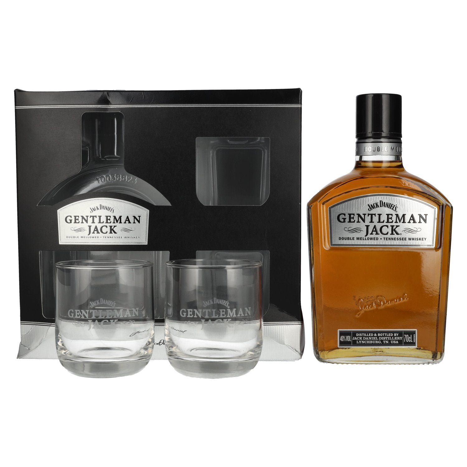 78969d04ea613395db9e8675faf3ac880aeefa5e5dd97085bf6302e1712df7a4.jpg Jack Daniel's GENTLEMAN JACK Tennessee Whiskey 40% Vol. 0.7l in gift box with 2 glasses - Image 1
