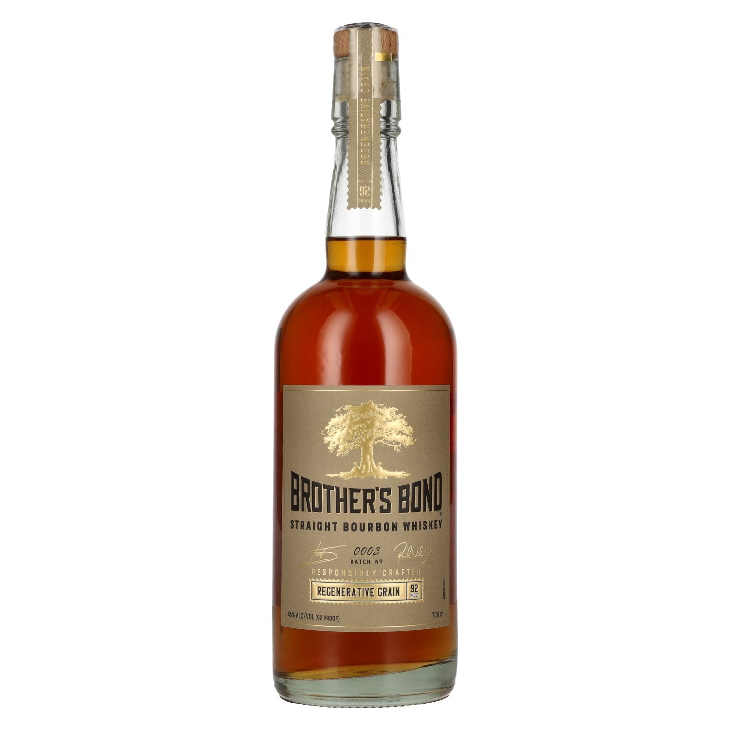 7baedee7b934ddf571fea4e870729e11a57aba55f6b5a4639d4b42c507c7e7a4.jpg Brother's Bond Regenerative Grain Straight Bourbon Whiskey Batch No. 0003 46% Vol. 0,7l - Image 1