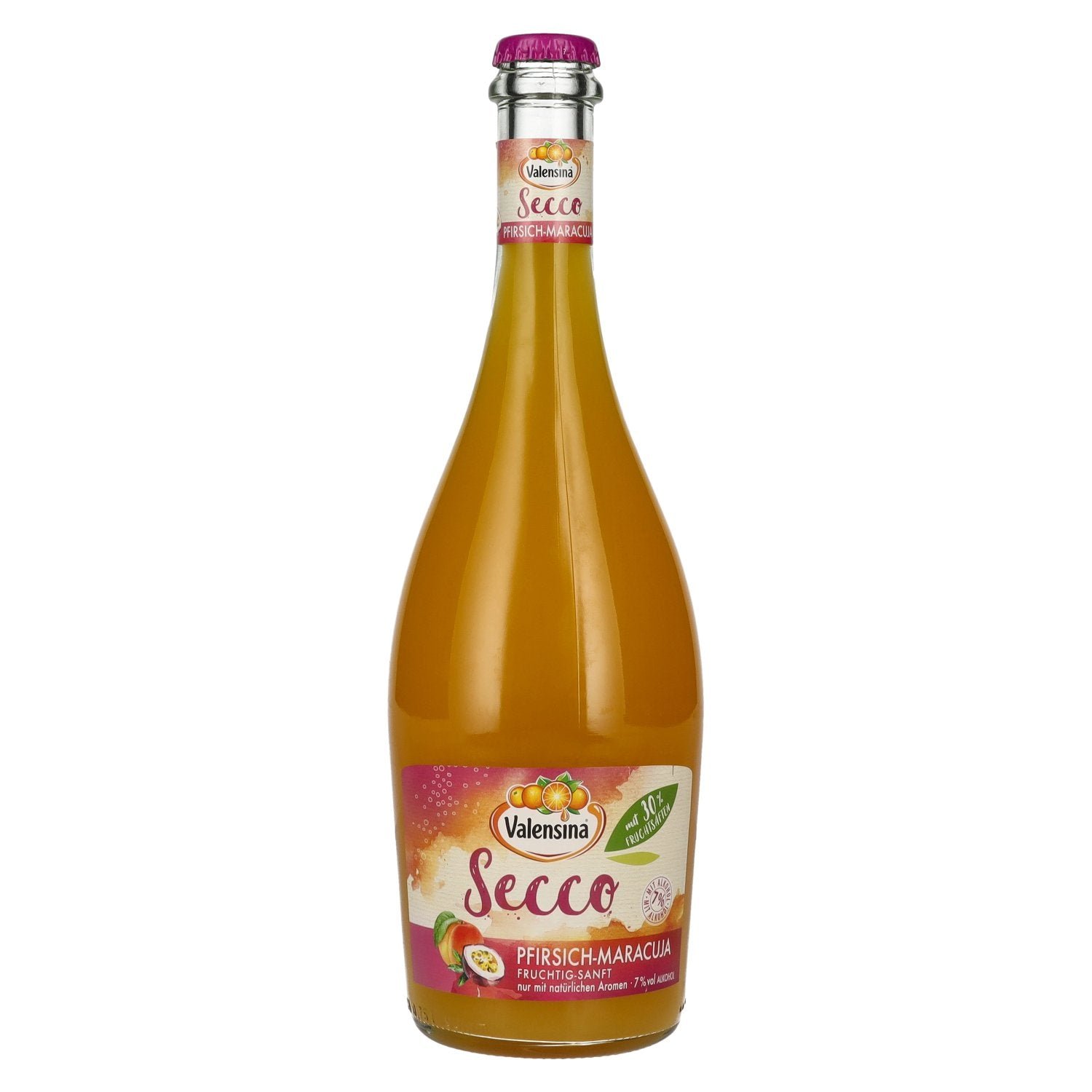 7c5d42ce3bbca0bf811d9ca069d2adddedd8cc939374325d20e196e755136a85.jpg Katlenburger Valensina Peach-Passion Fruit Secco 7% Vol. 0,75l - Image 1