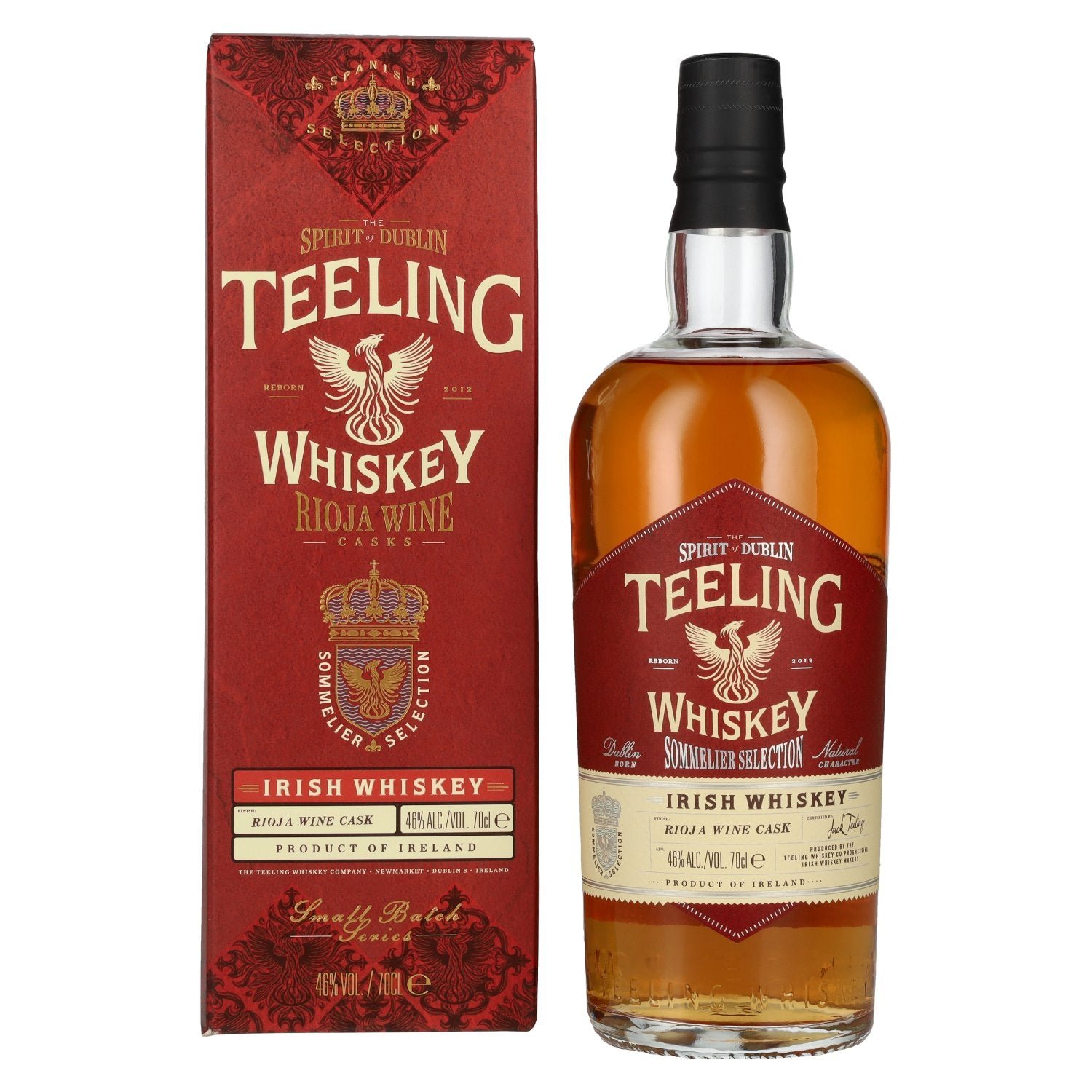 82f82d5ee443d5ab23584f1ef34193c5ea590850b4ef1b2588f661adee621a6e.jpg Teeling Whiskey Sommelier Selection RIOJA WINE Cask 46% Vol. 0,7l in gift box - Image 1