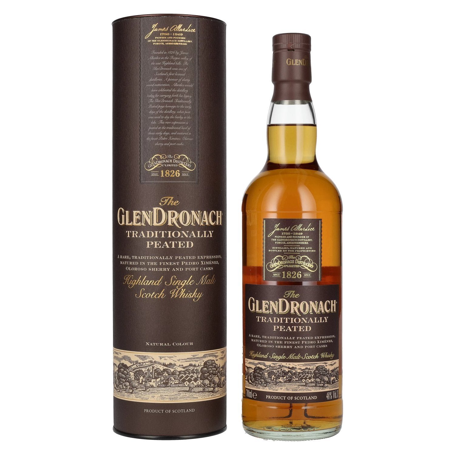 8cf3e9bad8fe514485469ead5c05867d53bd9b564ed9e5747dc2dccc09ef7df7.jpg The GlenDronach TRADITIONALLY PEATED Highland Single Malt 48% Vol. 0,7l in gift box - Image 1