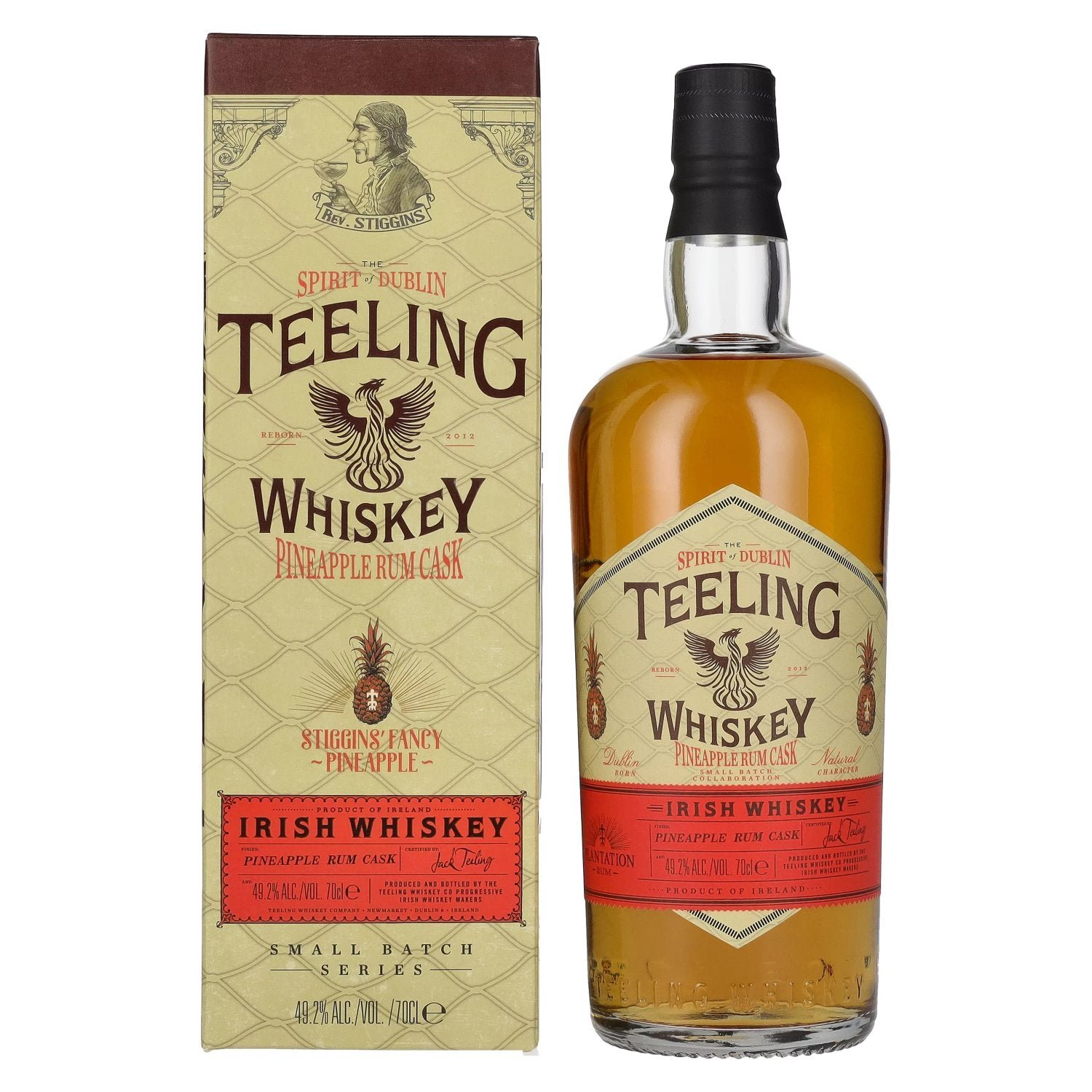 92c279ed24f426da35b3c4f62b8c71fbd1dbdb80fd79c02b967f957045587486.jpg Teeling Whiskey PINEAPPLE Rum Cask Irish Whiskey 49,2% Vol. 0,7l in gift box - Image 1