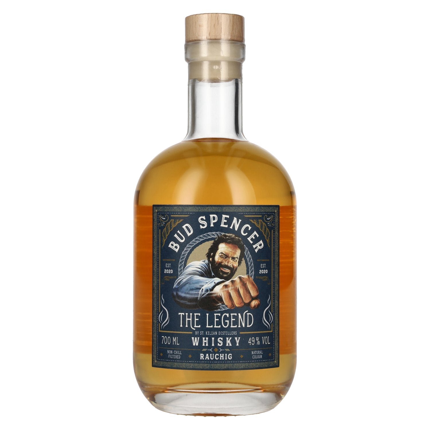 92d28dfe1cde0f7519bee02c71e7ca3ec5bdb58ea8c9fffe8789c20947eea979.jpg Bud Spencer THE LEGEND Single Malt SMOKY 49% Vol. 0,7l - Image 1